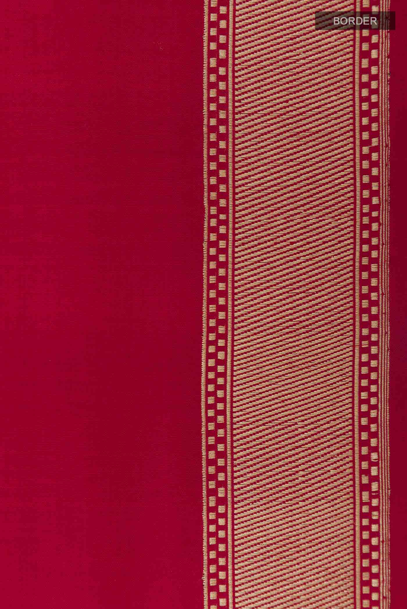 Red Banarasi Silk Saree - Image 3