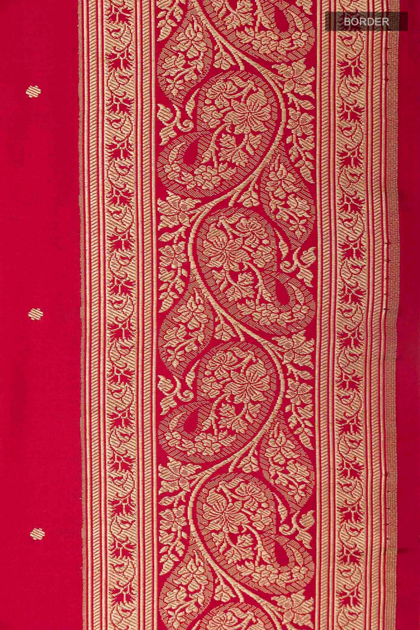 Red Banarasi Silk Saree - Image 3