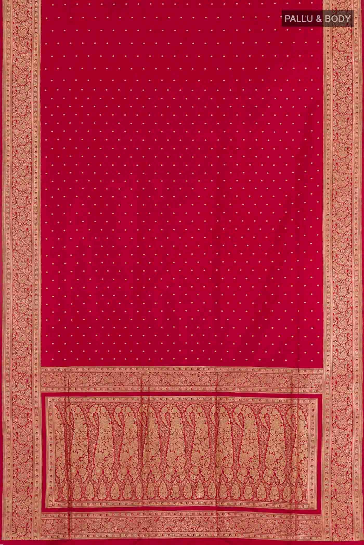 Red Banarasi Silk Saree - Image 6