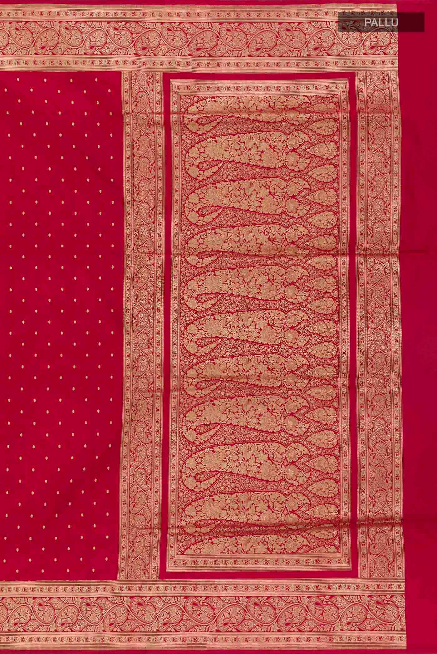 Red Banarasi Silk Saree - Image 7