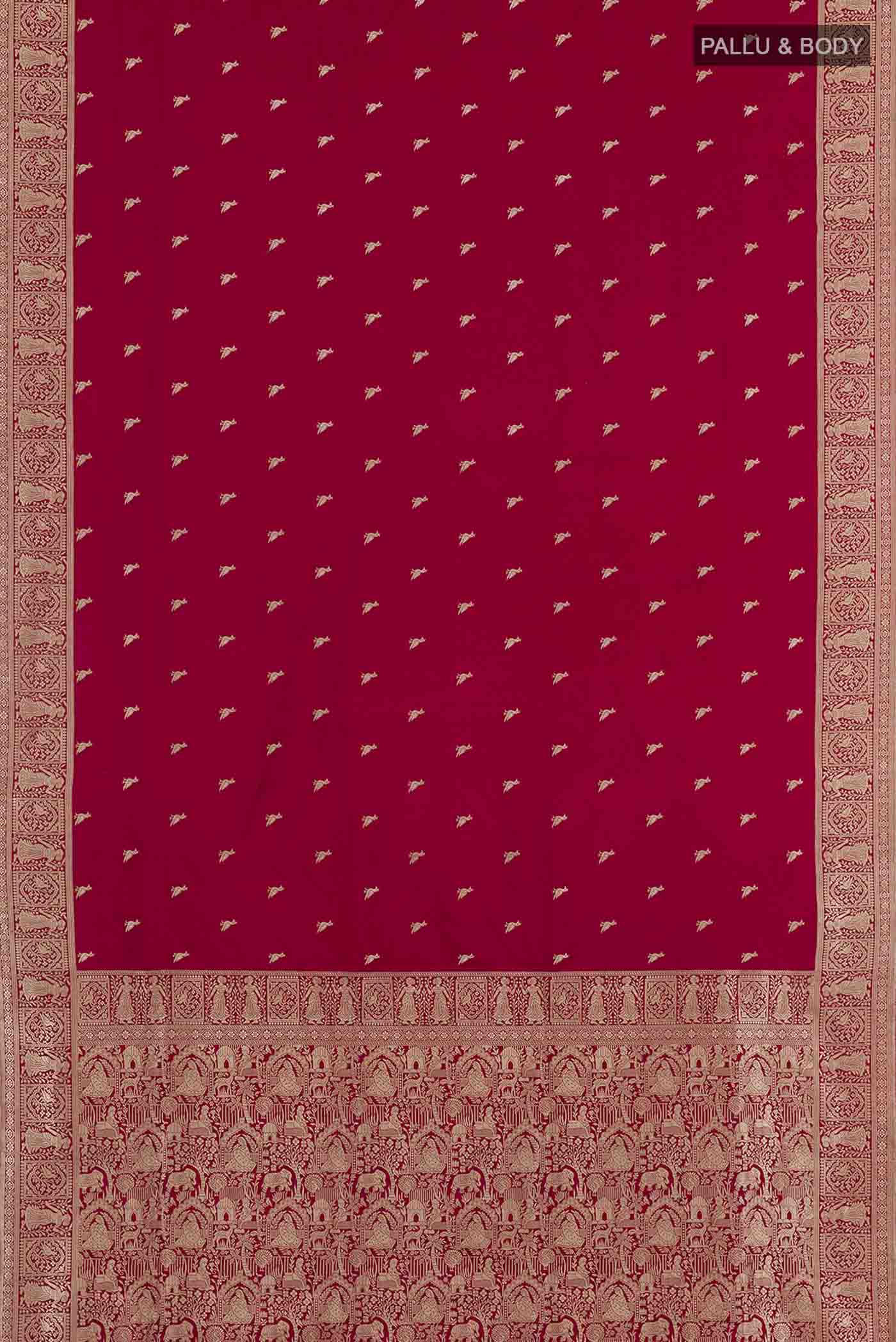 Red Banarasi Silk Saree - Image 5