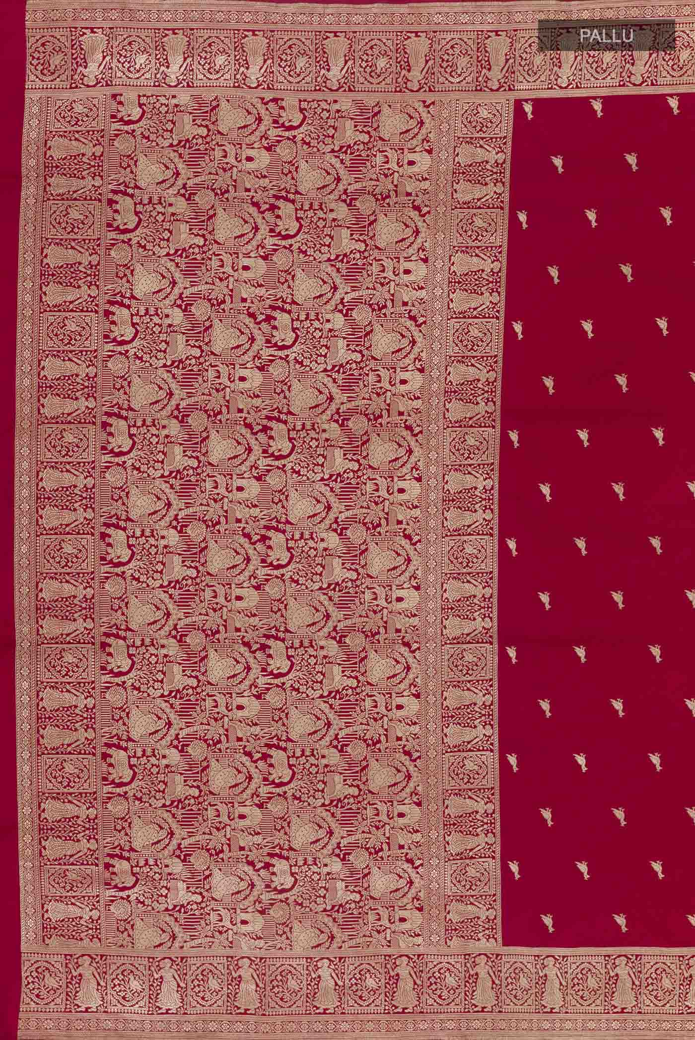 Red Banarasi Silk Saree - Image 6
