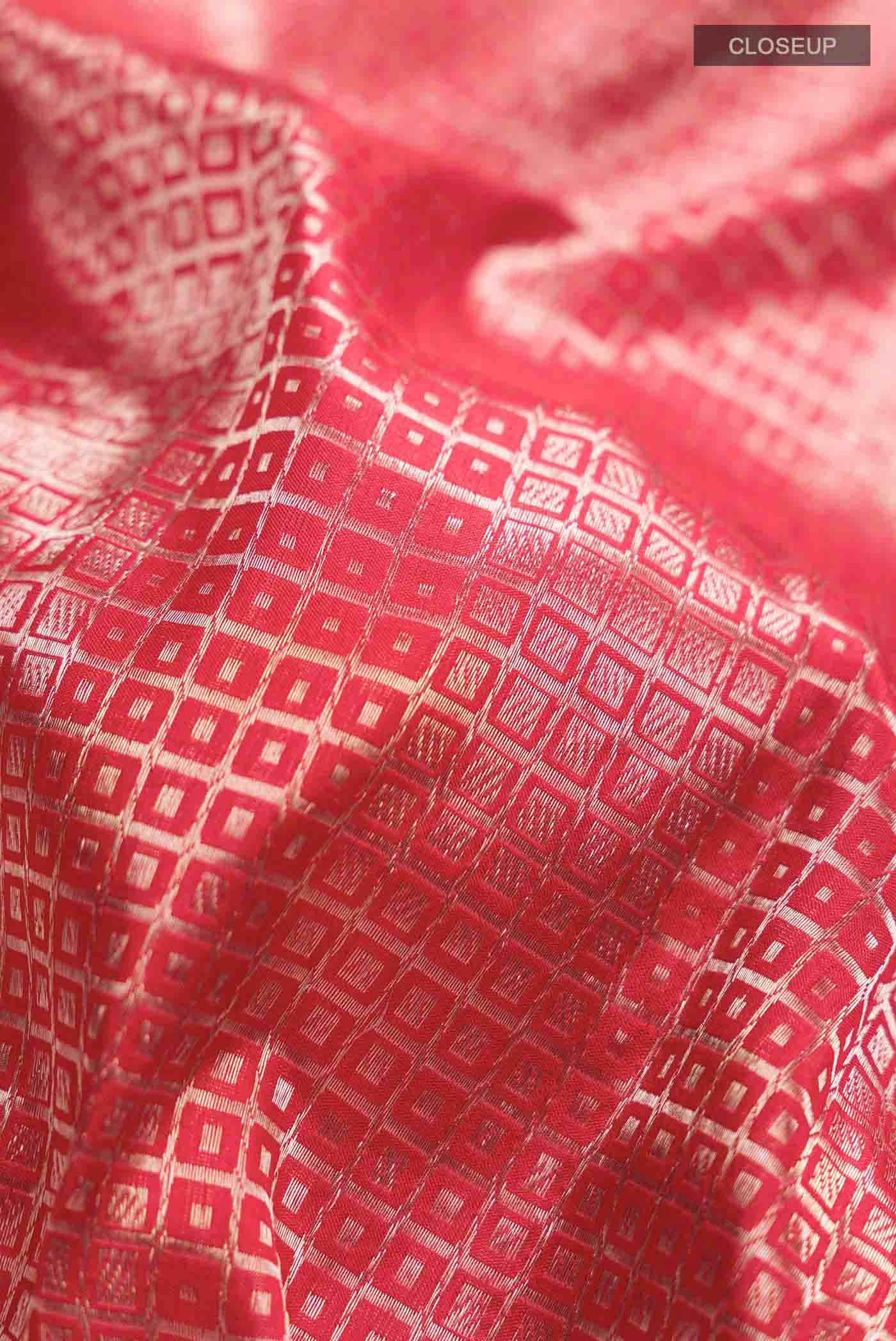 Red Banarasi Silk Saree - Image 3