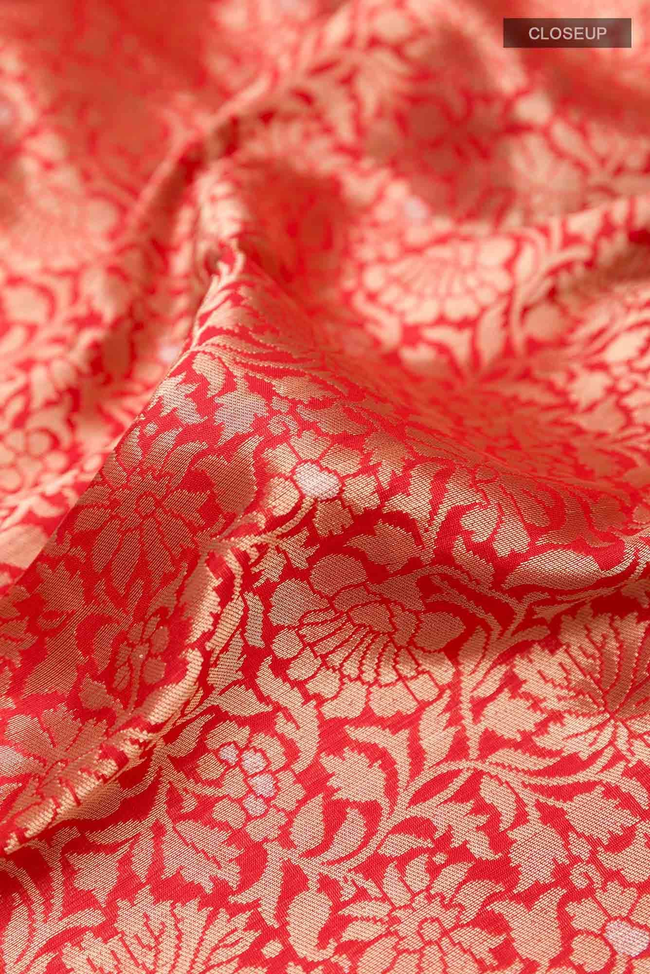 Red Banarasi Silk Saree - Image 3