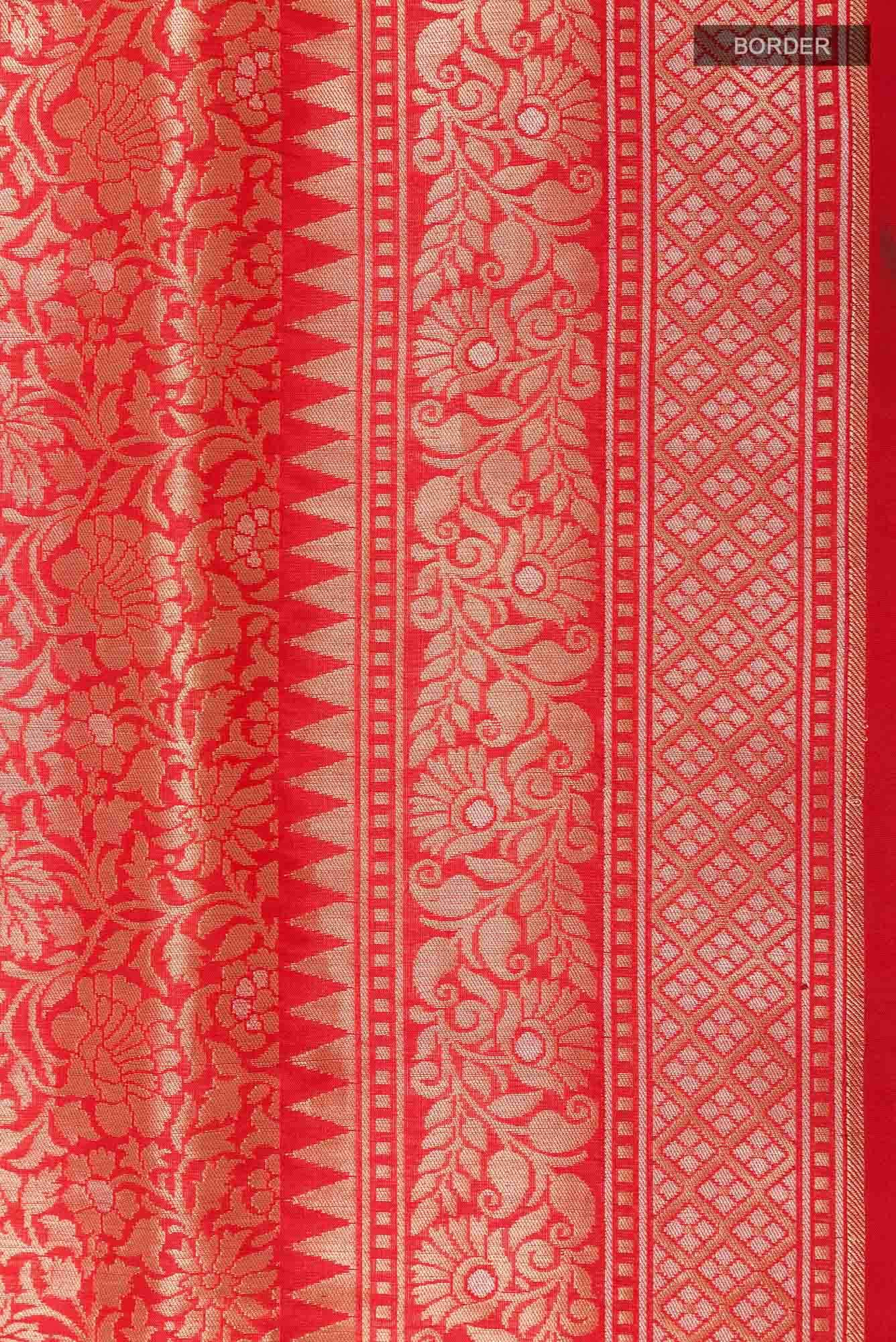 Red Banarasi Silk Saree - Image 5