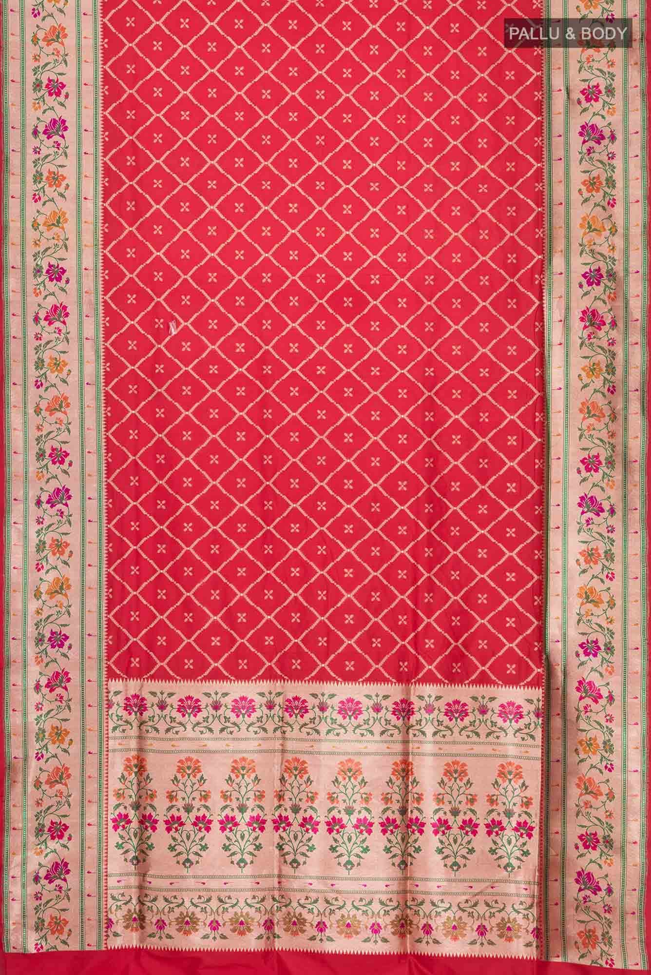 Red Banarasi Silk Saree - Image 4