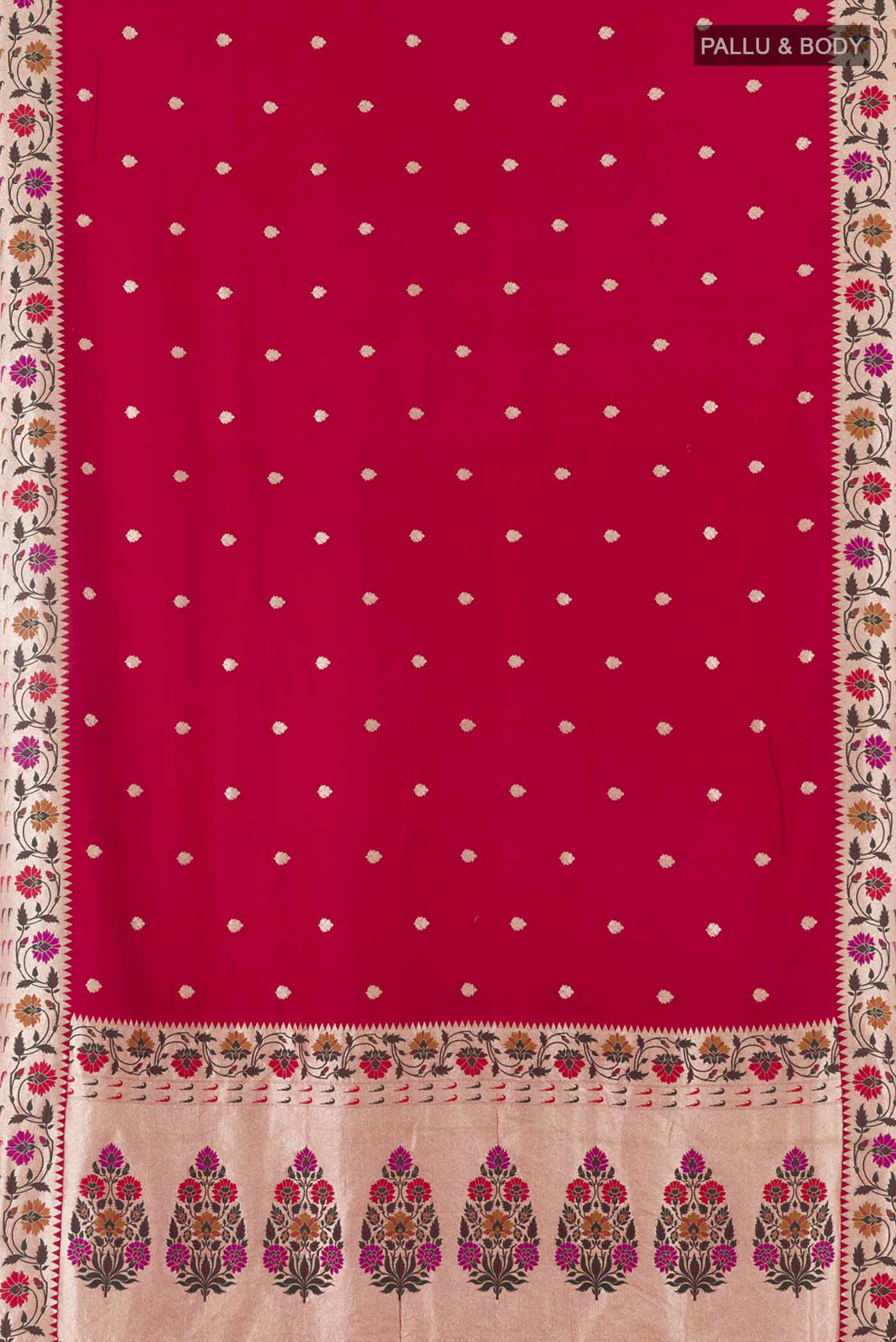 Red Banarasi Tussar Silk Saree - Image 6
