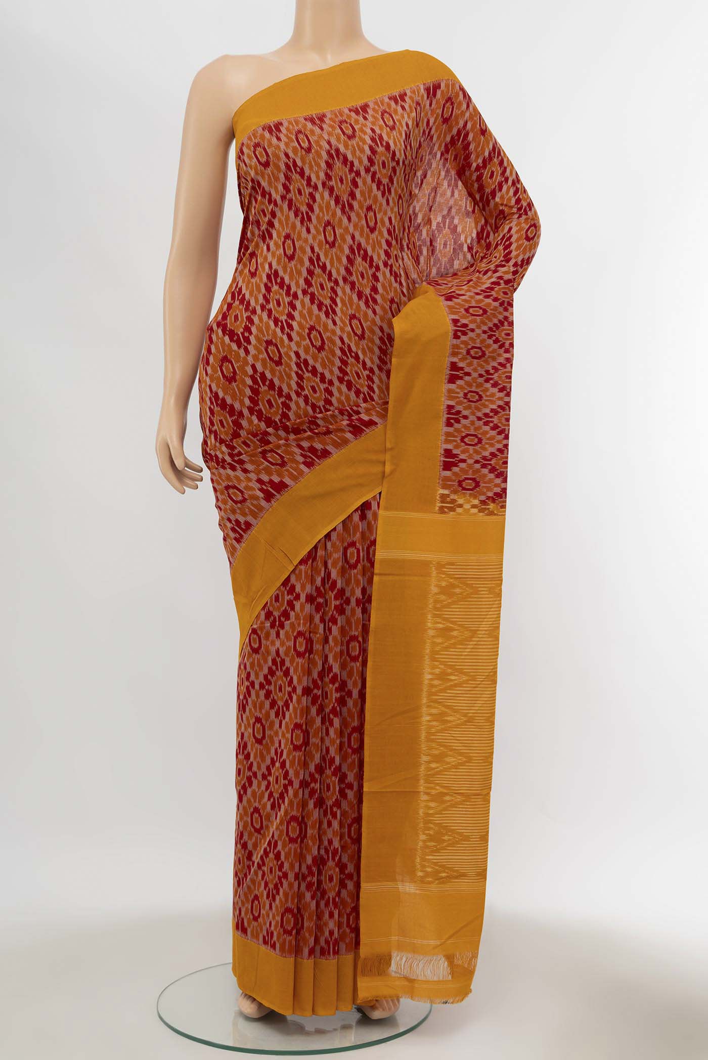 Red Pochampally Cotton Saree