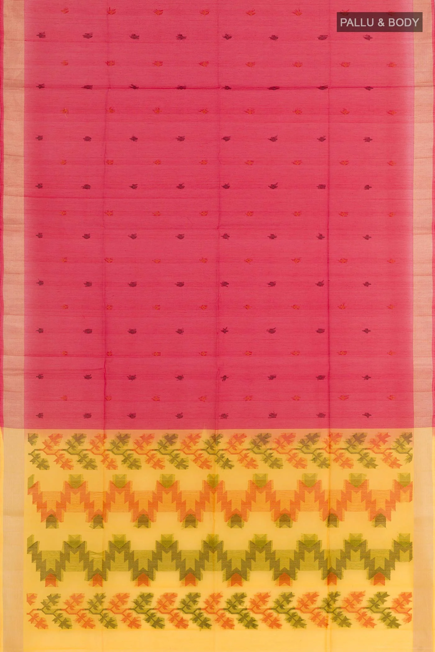 Red Kora Cotton Saree - Image 3