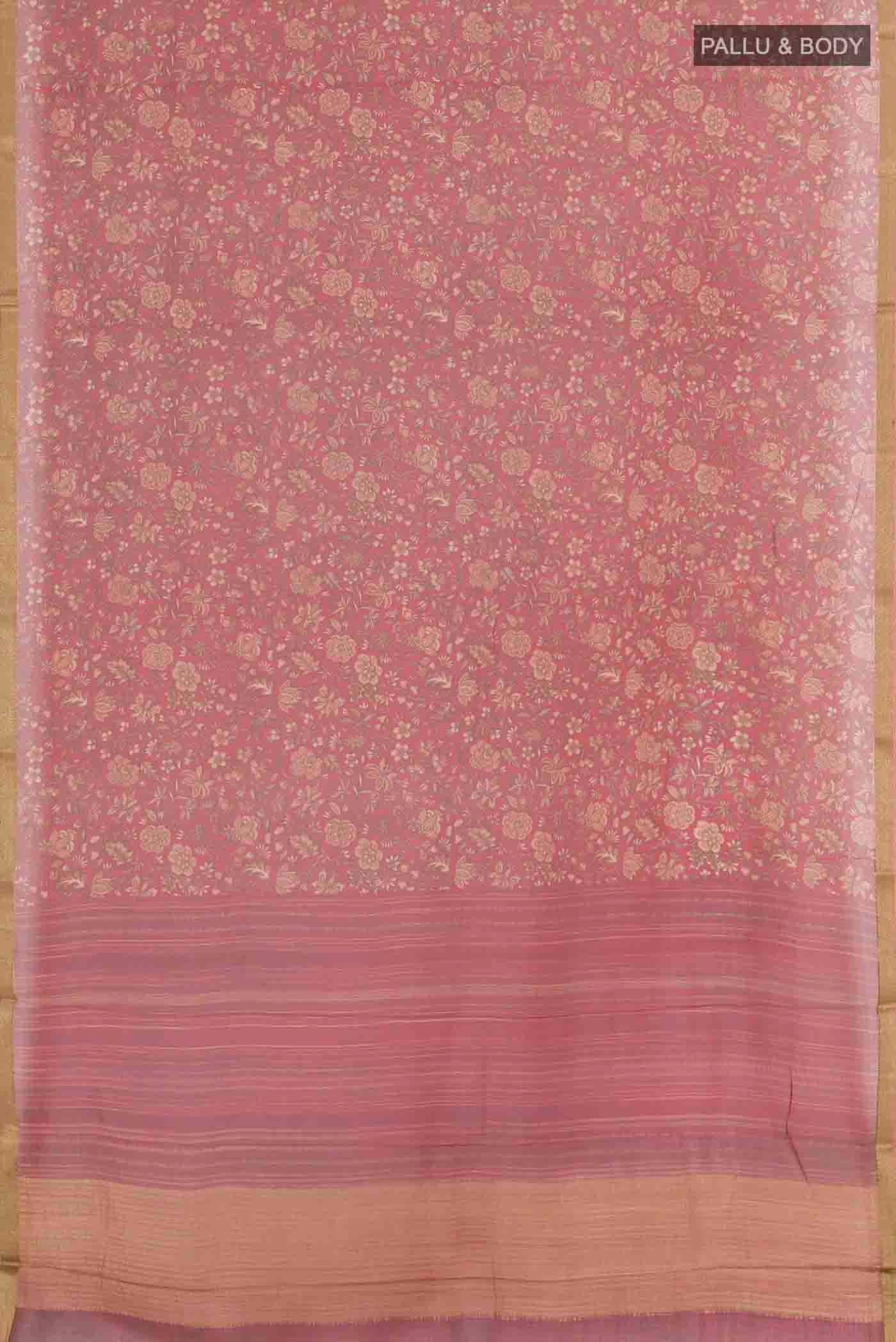 Red Mysore Chiffon Saree - Image 3