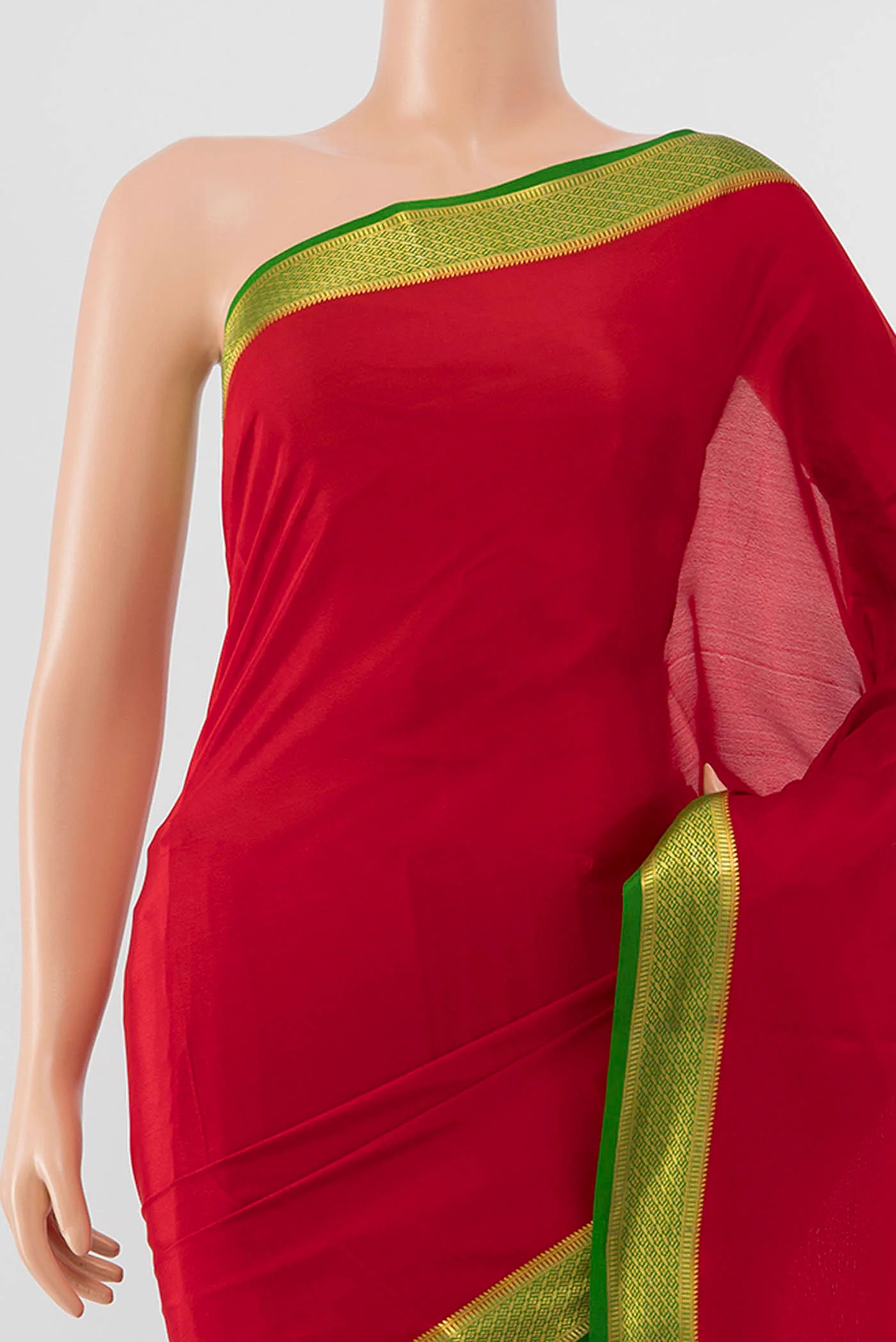 Red Crepe Saree - Image 2