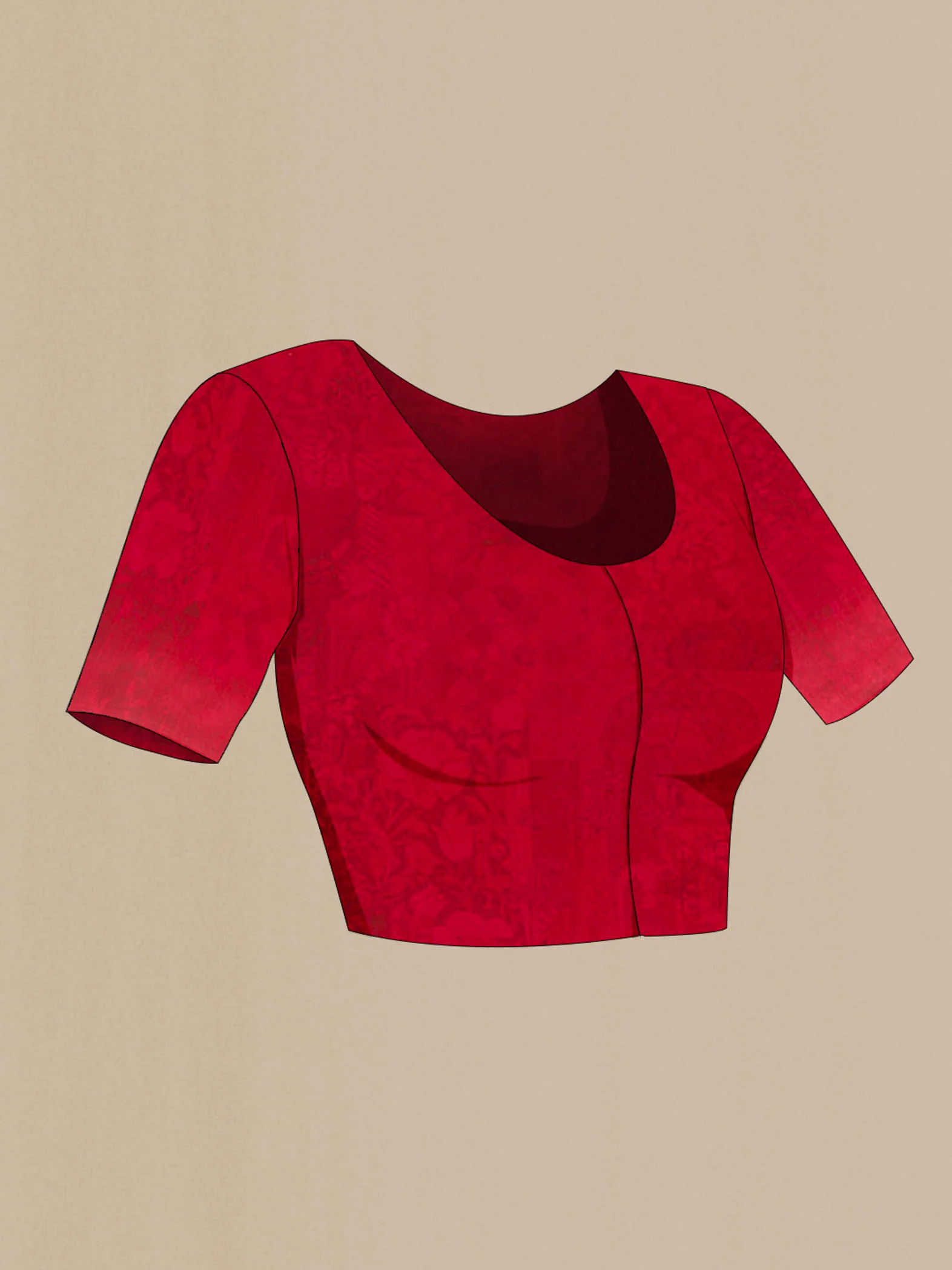 Red Mysore Crepe Saree - Image 2