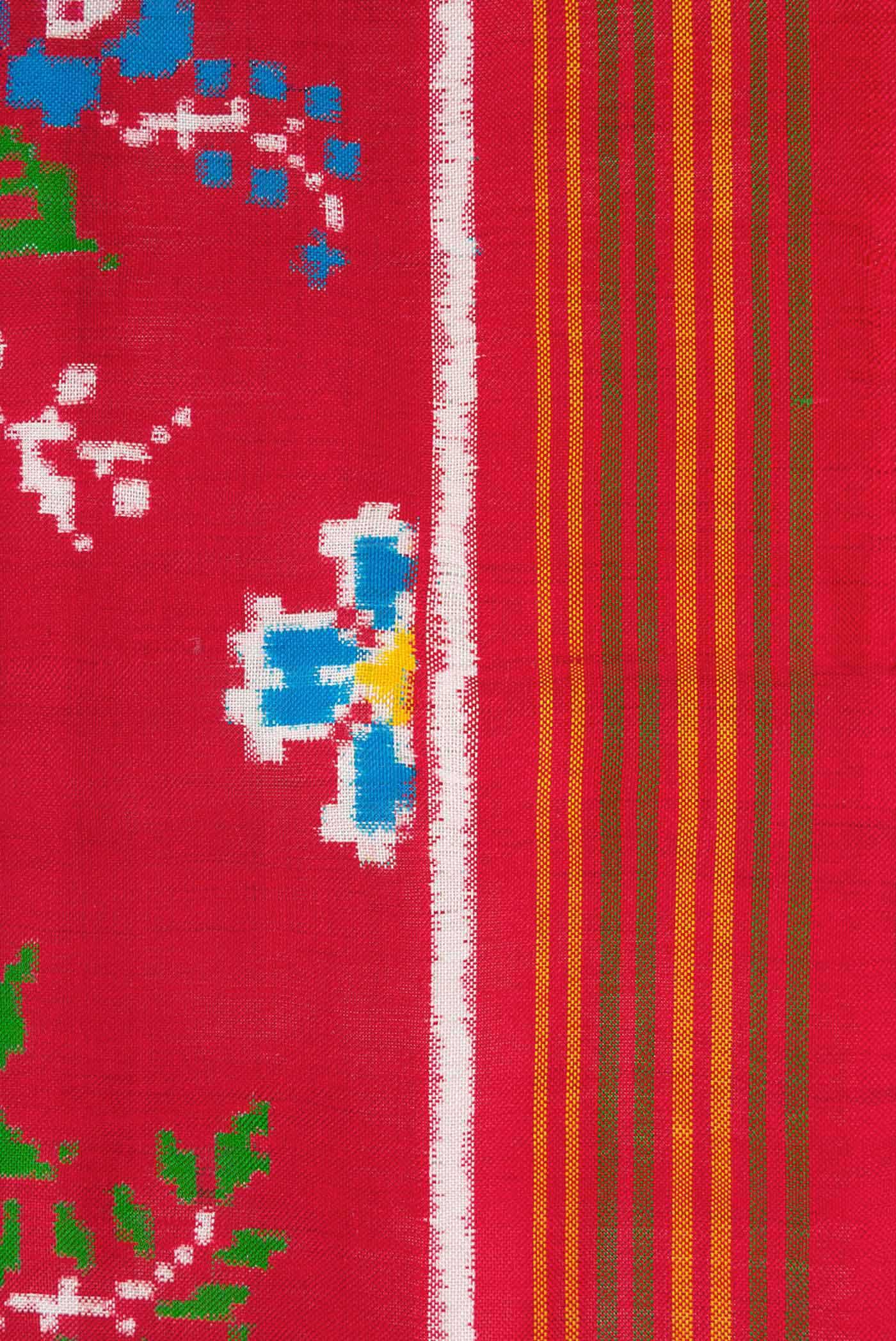 Pure Silk Pure Zari Red Double Ikat Saree - Image 6