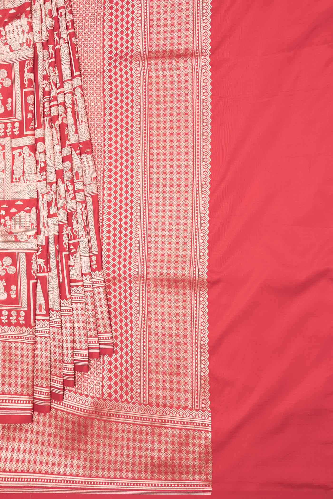 Red Dual Tone Banarasi Saree - Image 4