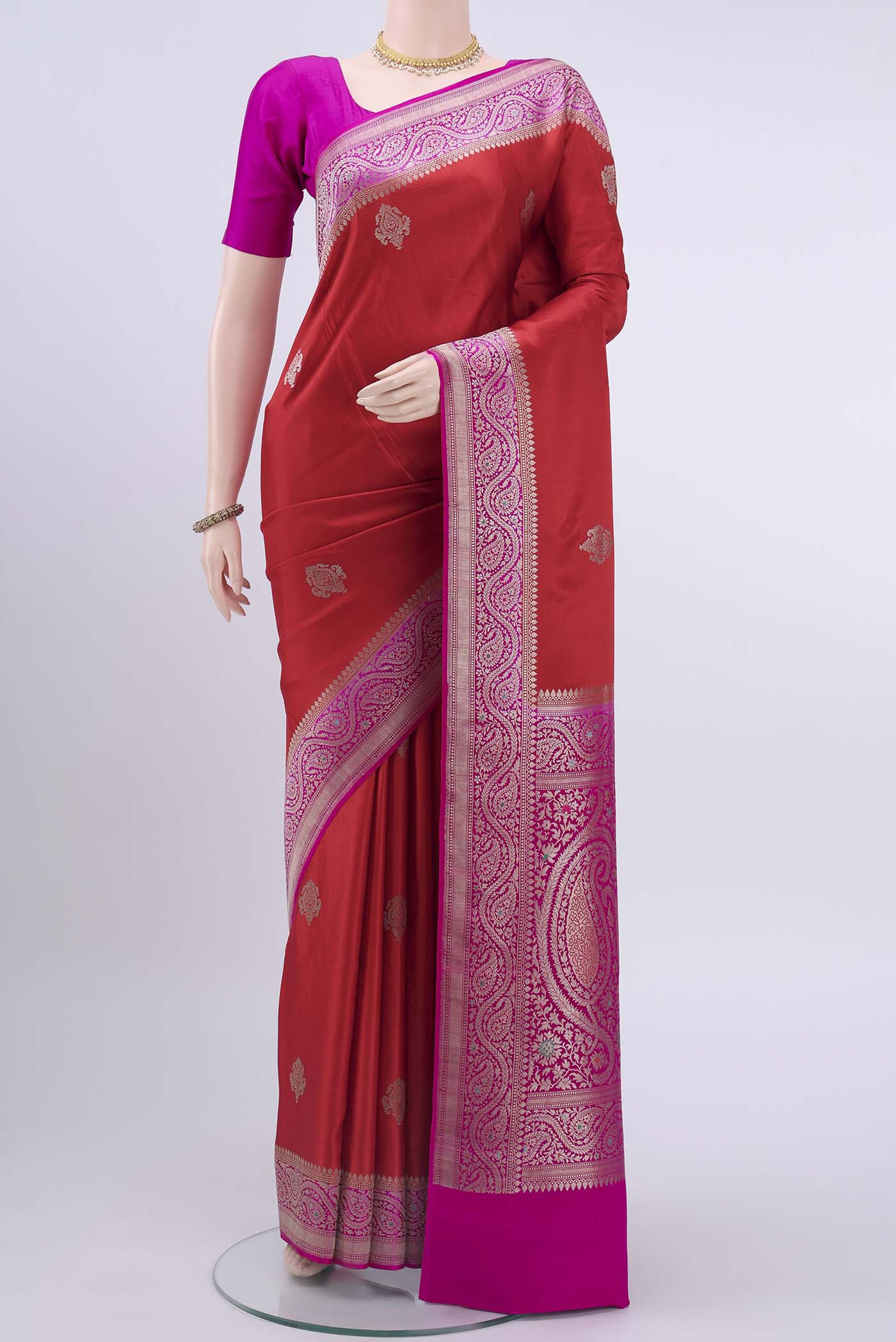 Red Dual Tone Banarasi Silk Saree