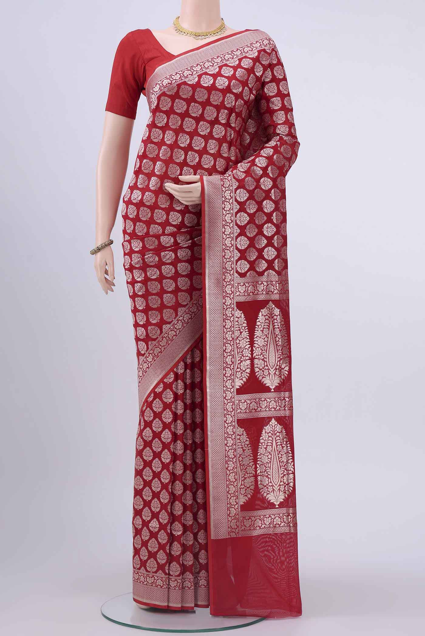 Red Dual Tone Banarasi Silk Saree