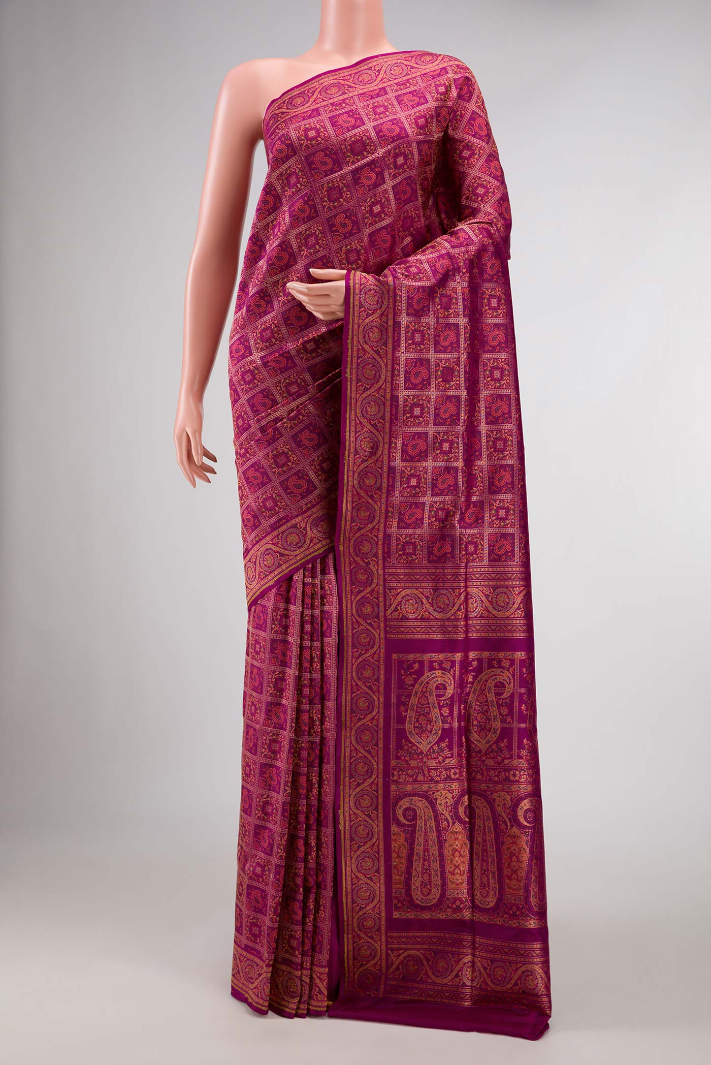Magenta Banarasi Silk Saree