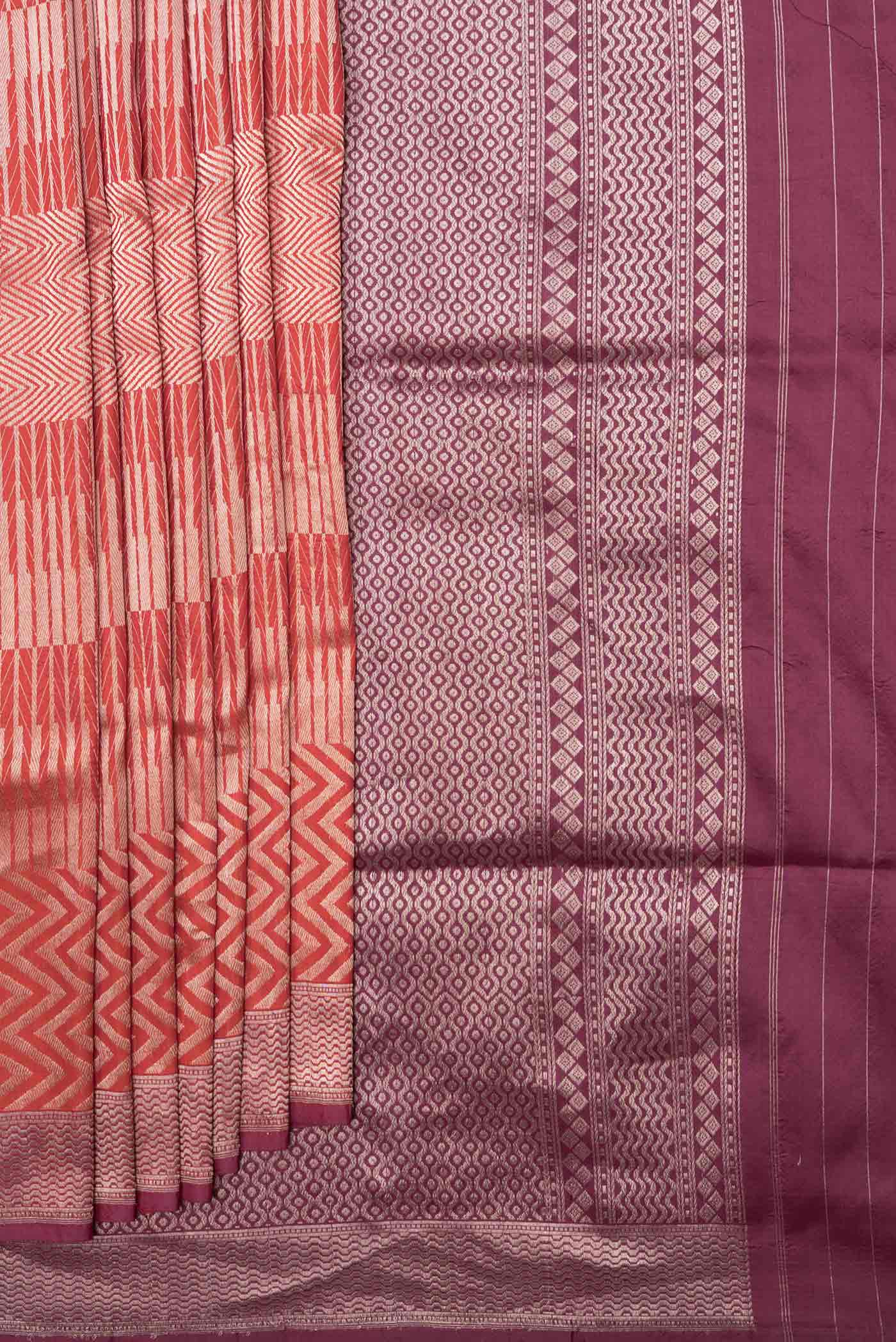Red Dual Tone Banarasi Silk Saree - Image 4