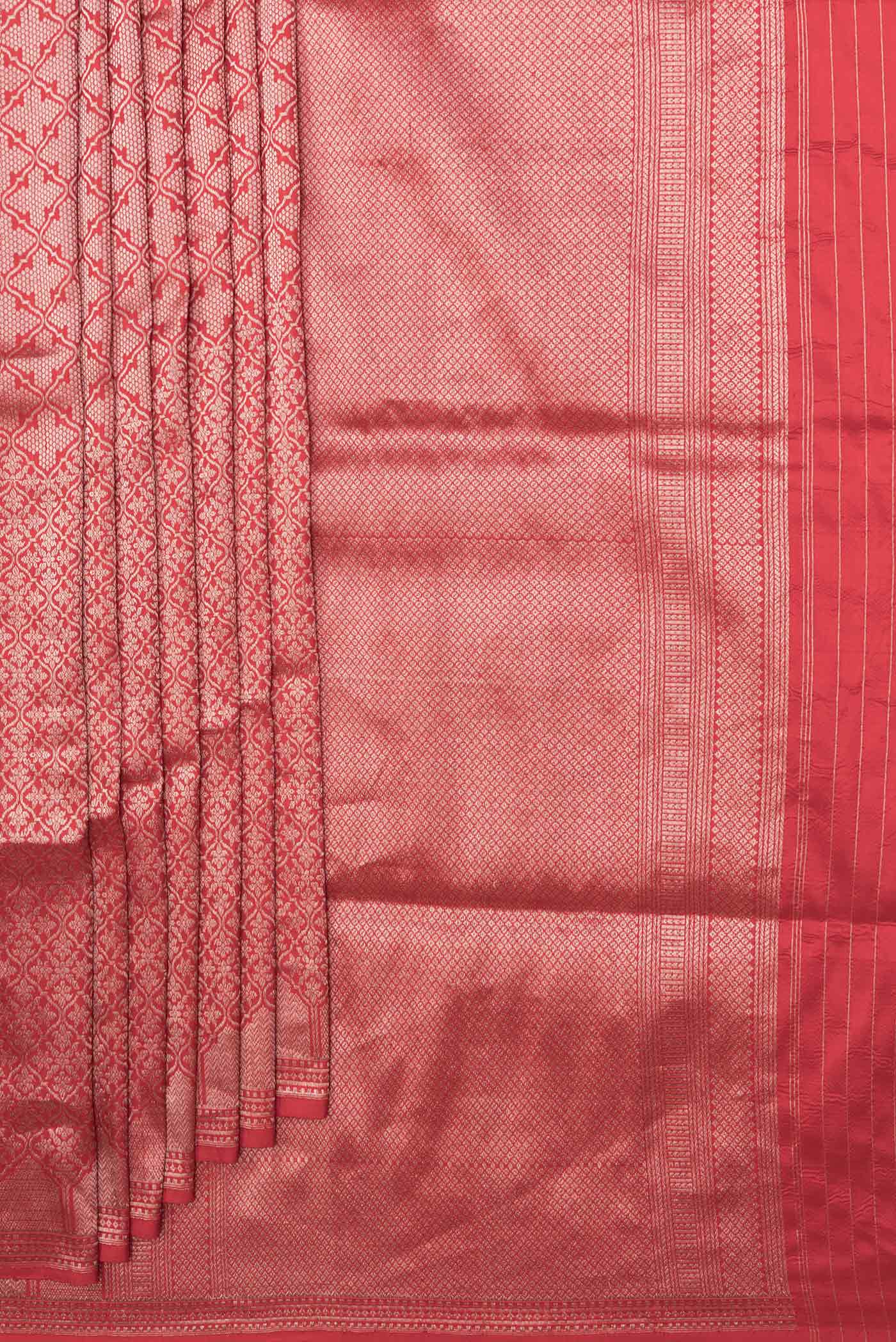 Red Dual Tone Banarasi Silk Saree - Image 4
