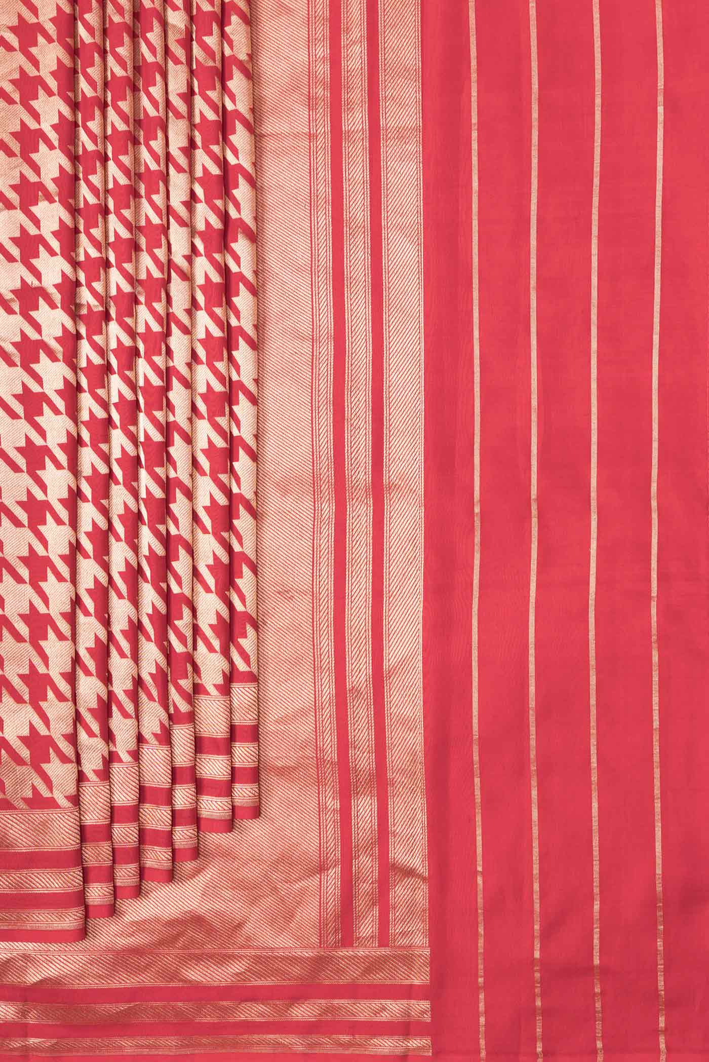 Red Banarasi Silk Saree - Image 4