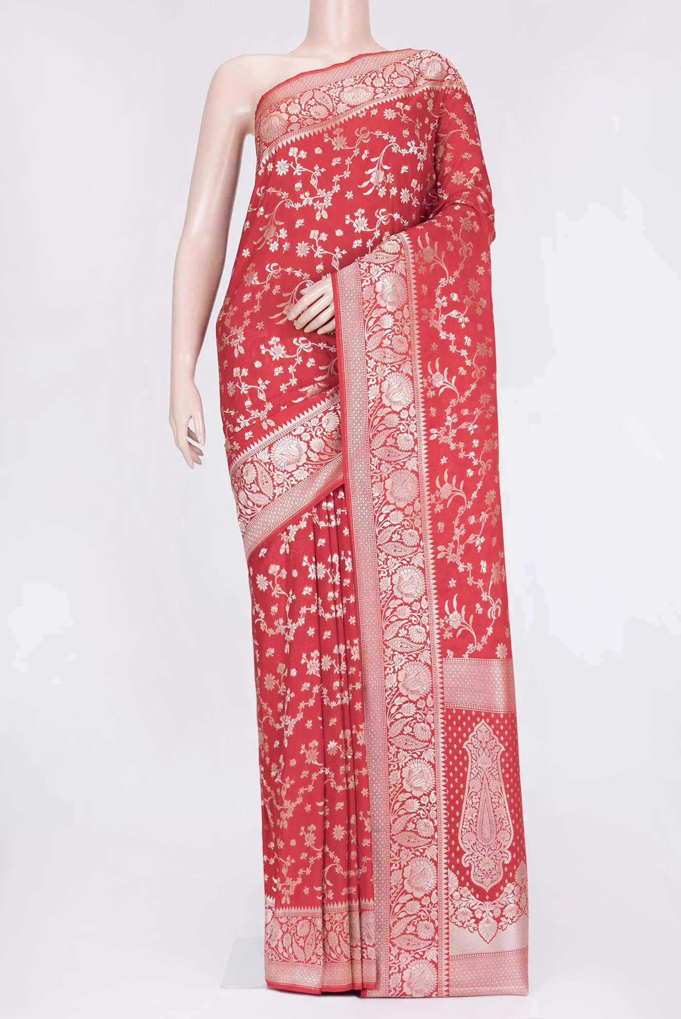 Red Blended Banarasi Silk Saree
