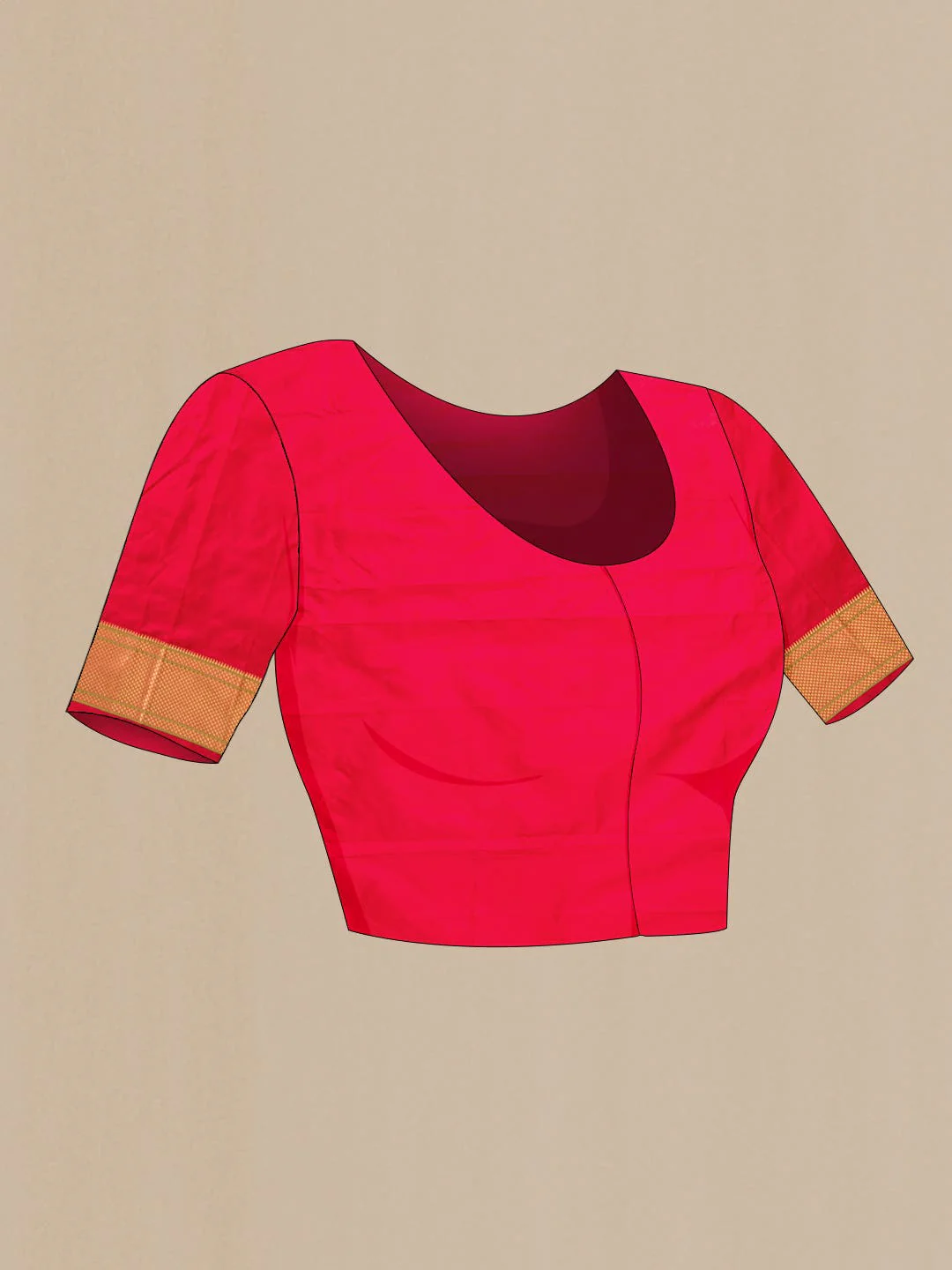 Red Dual Tone Blended Paithani Silk Saree - Image 4