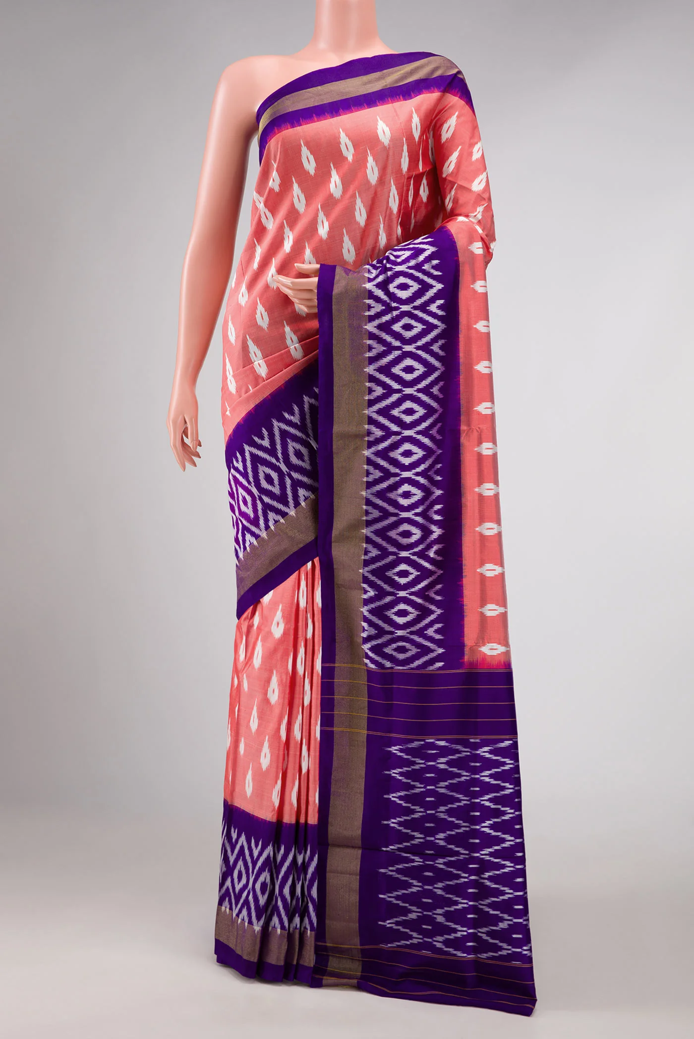 Red Dual Tone Double Ikat Saree