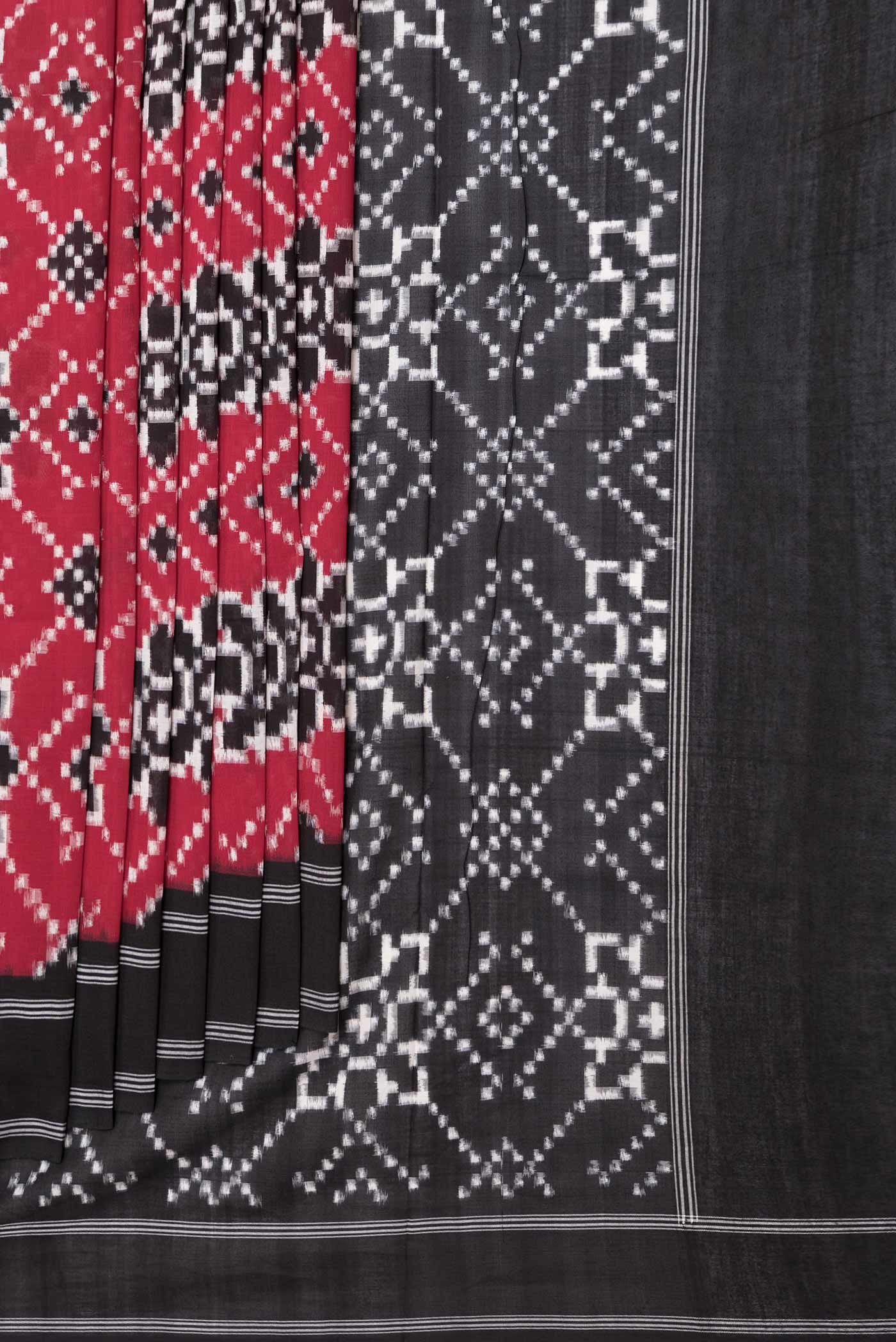 Red Double Ikat Saree - Image 4