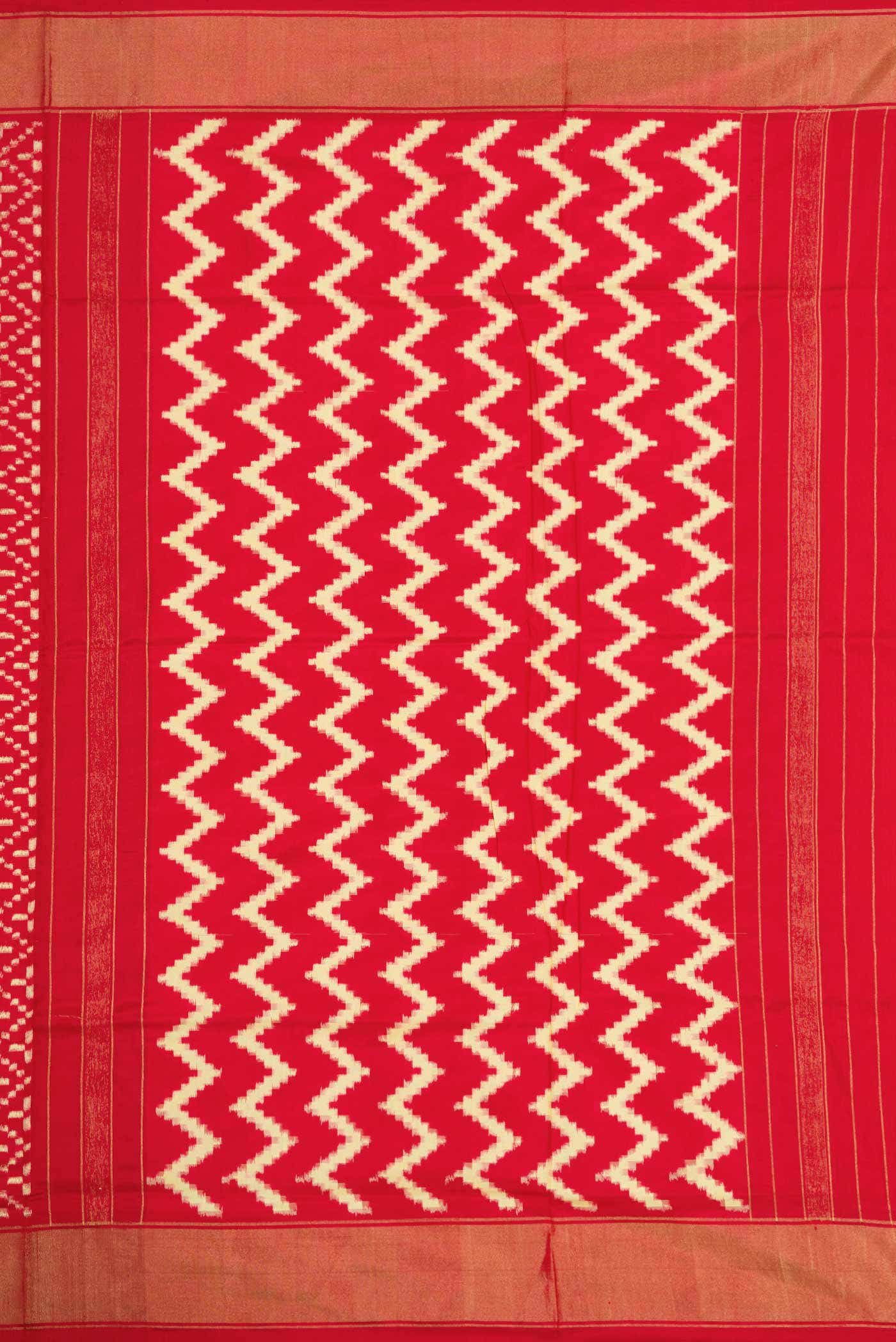 Red Dual Tone Double Ikat Saree - Image 5