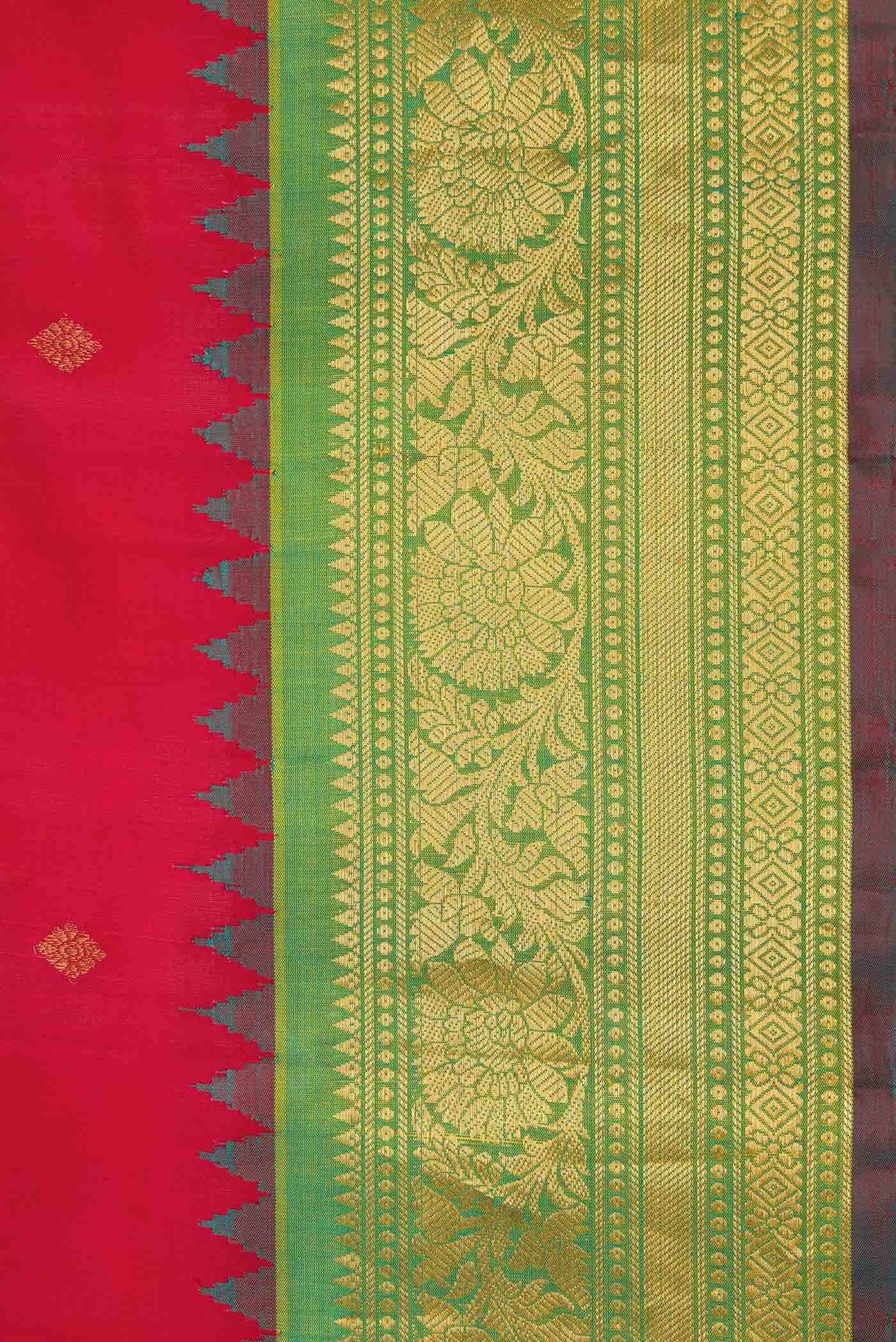 Red Dual Tone Gadwal Silk Saree - Image 5