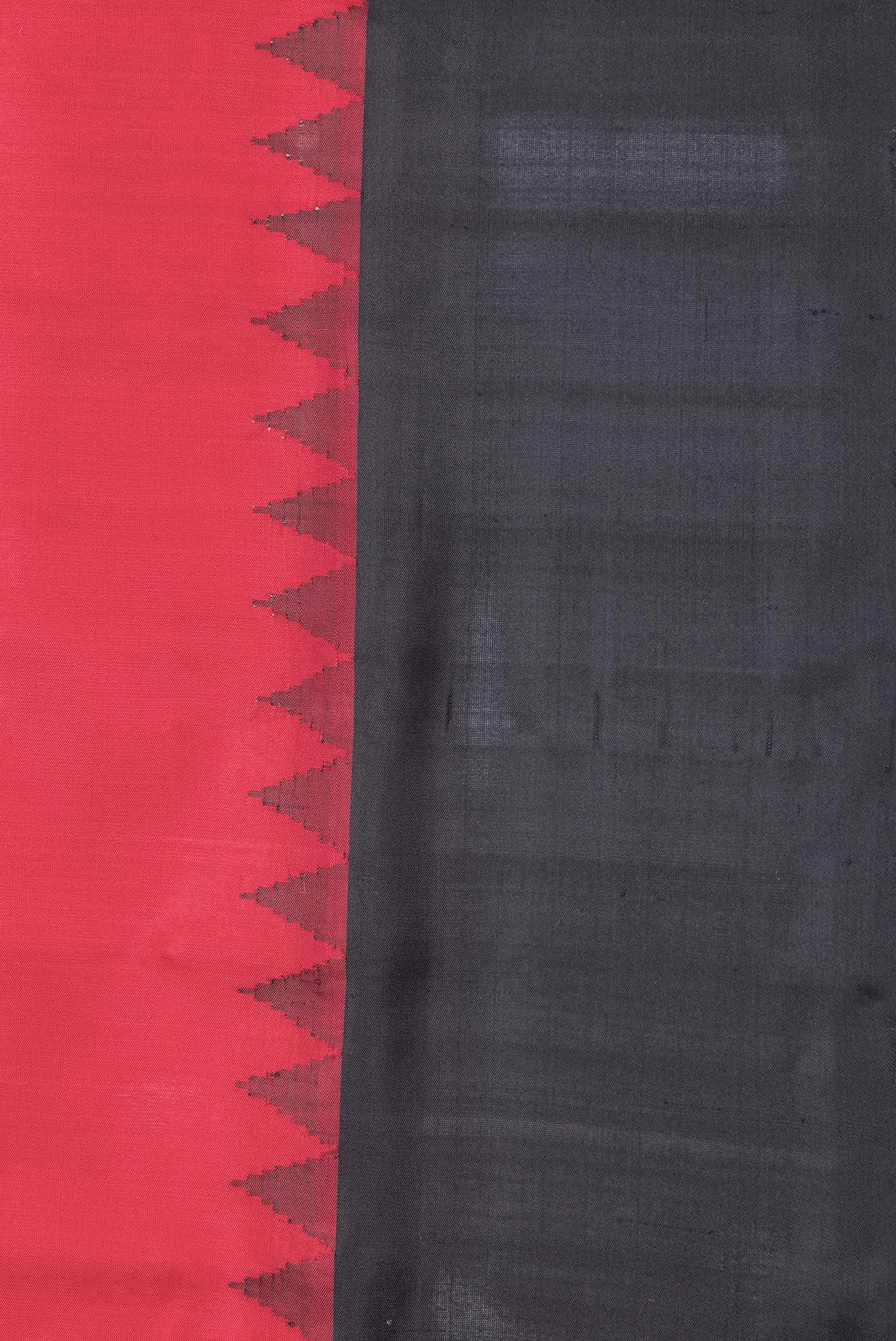 Red Dual Tone Gadwal Silk Saree - Image 5
