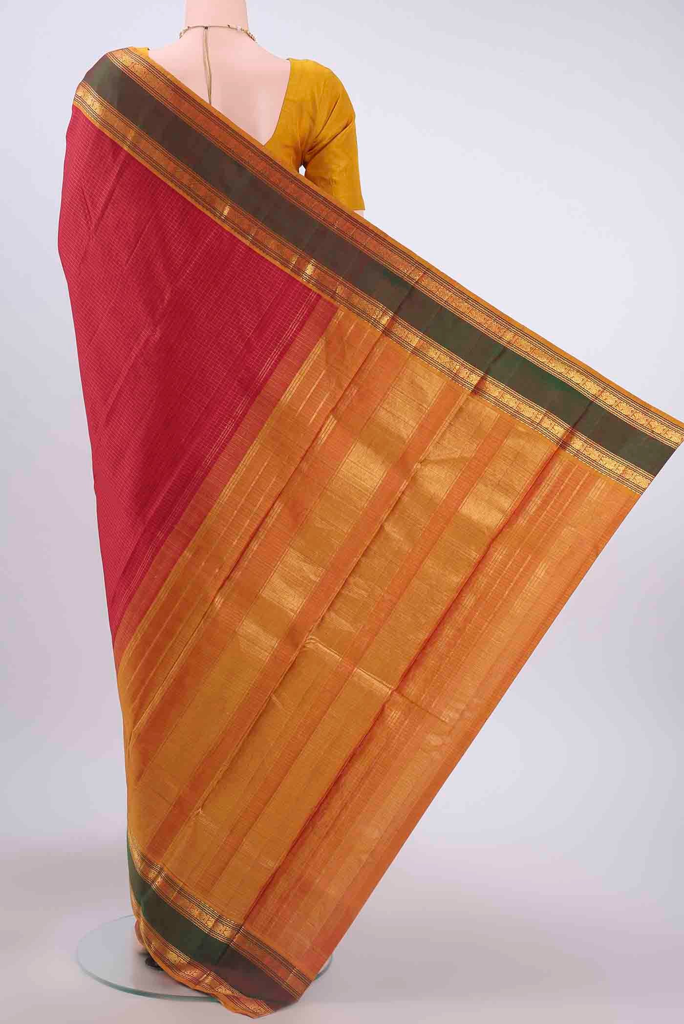 Red Dual Tone Kanchipuram Saree - Image 3