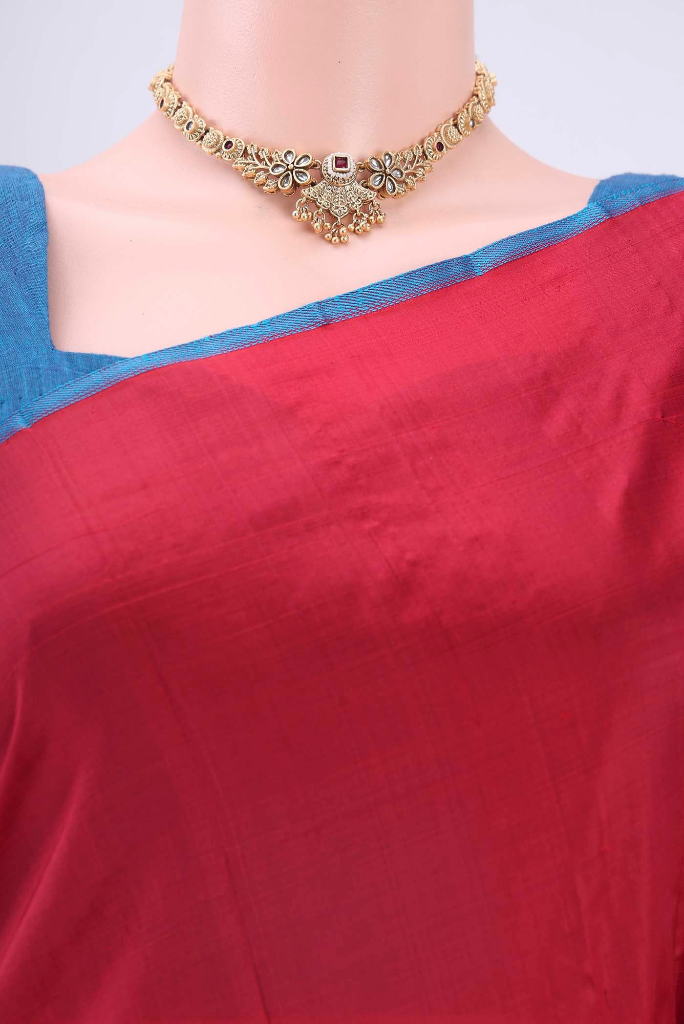 Red Dual Tone Kanchipuram Saree - Image 2