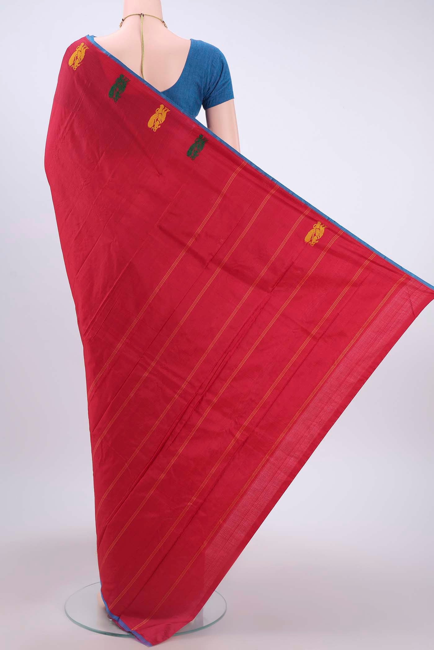 Red Dual Tone Kanchipuram Saree - Image 3