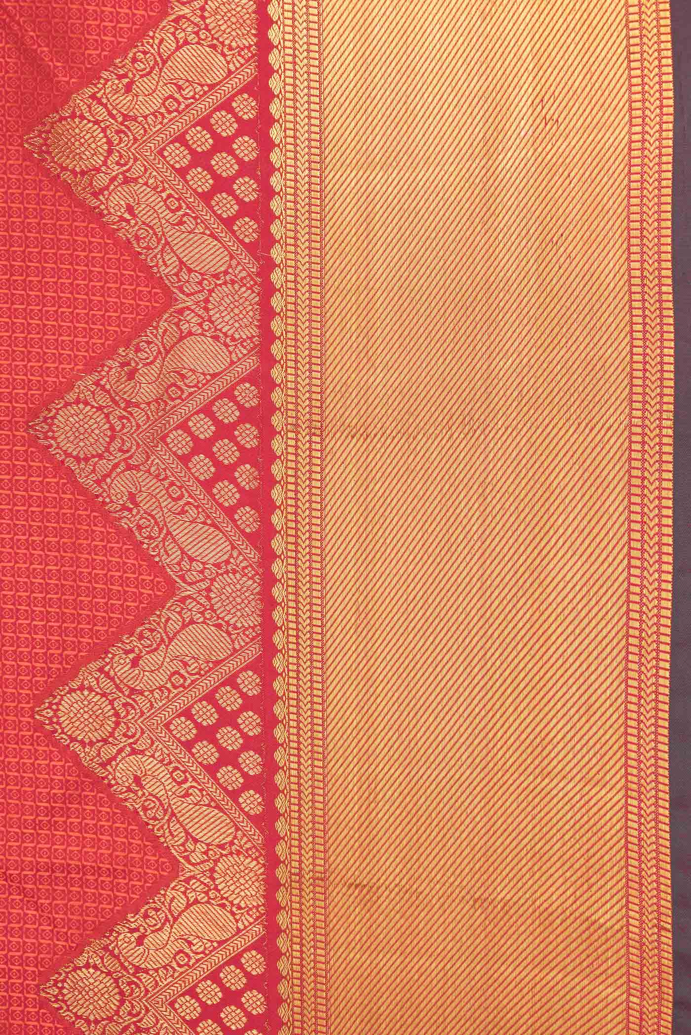 Red Dual Tone Kanjivaram Saree - Image 3
