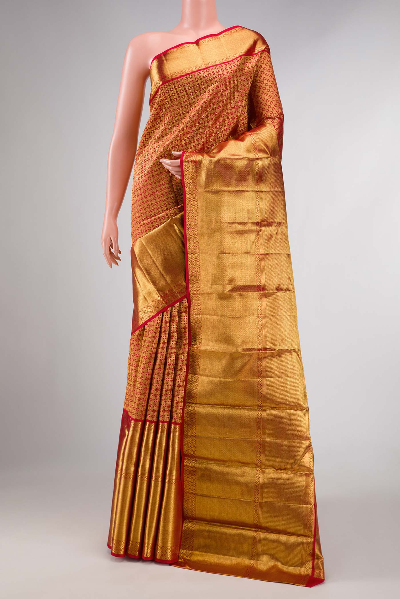 Red Dual Tone Kanjivaram Silk Saree