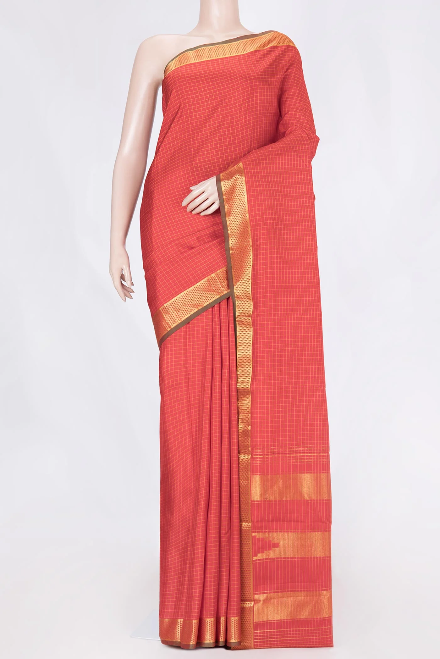 Red Dual Tone Kanchipuram Silk Saree