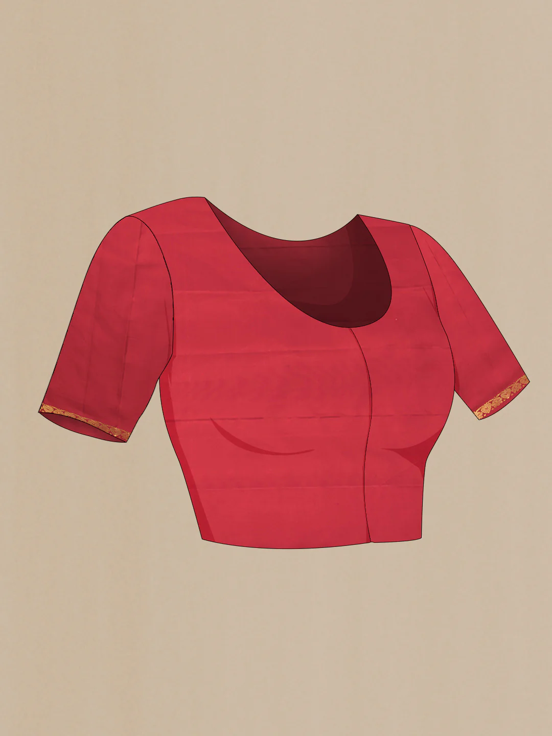Red Dual Tone Kanjivaram Silk Saree - Image 5