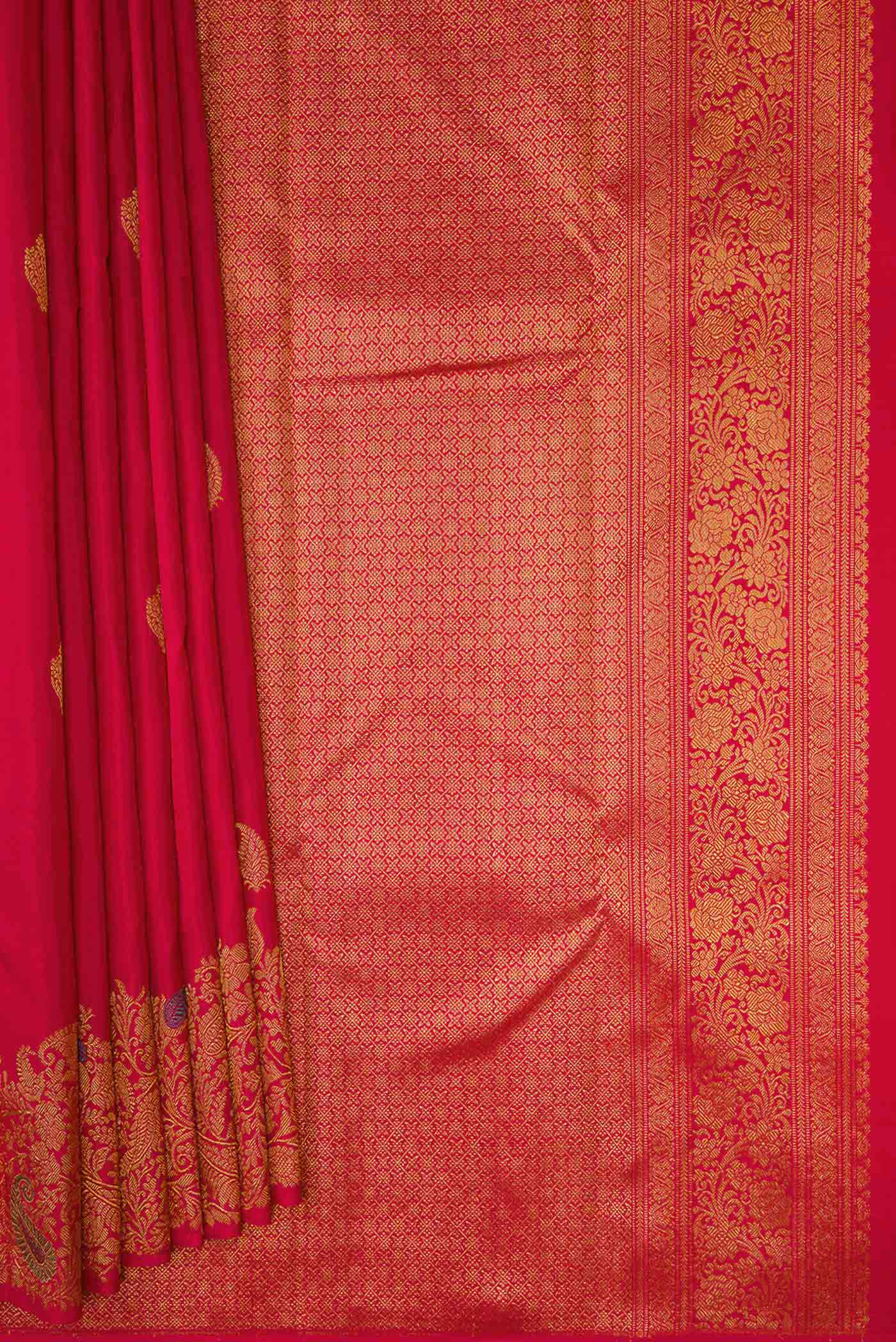 Red Dual Tone Kanchipuram Silk Saree - Image 4