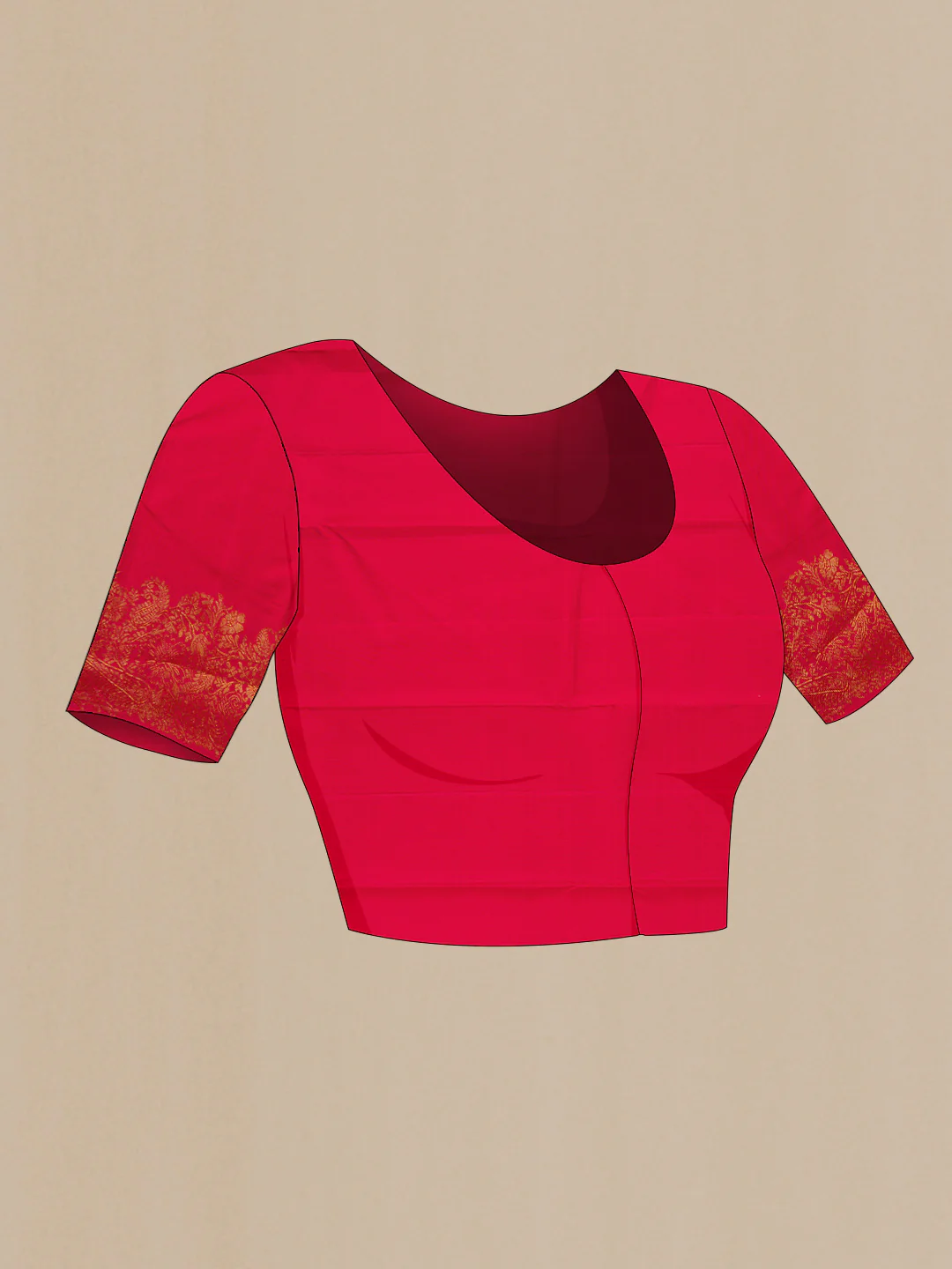Red Dual Tone Kanchipuram Silk Saree - Image 5
