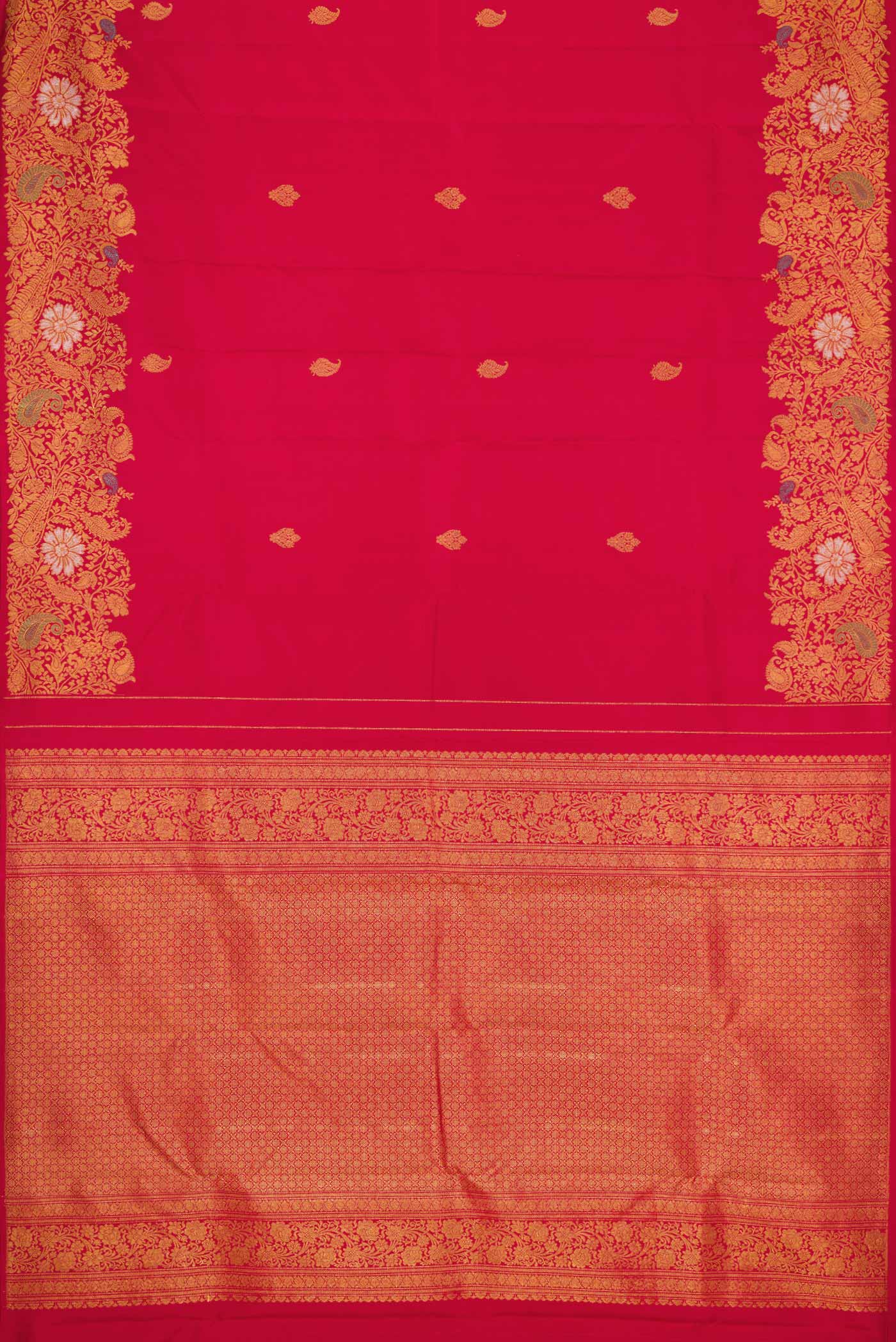 Red Dual Tone Kanchipuram Silk Saree - Image 6