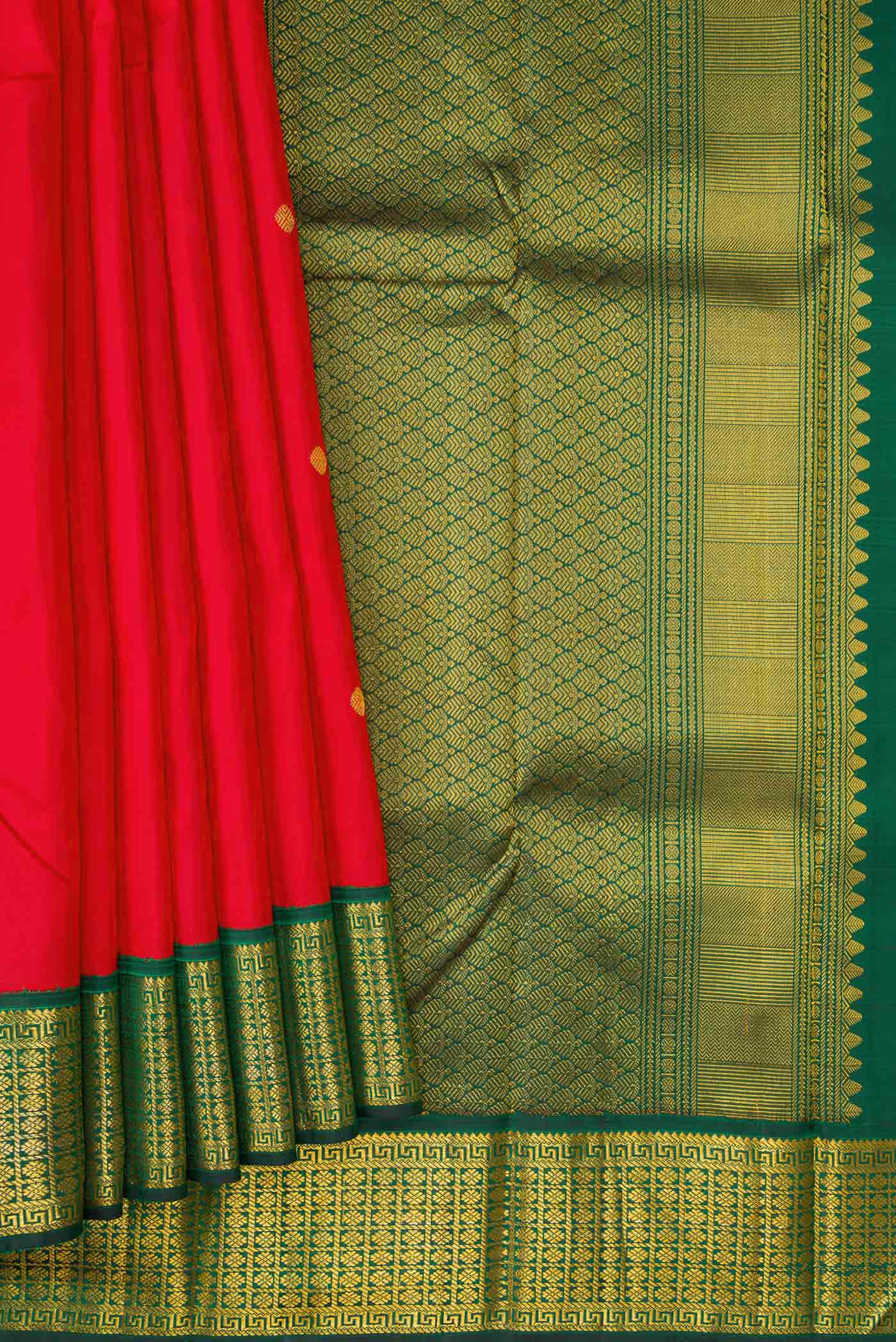Red Dual Tone Kanjivaram Silk Saree - Image 4