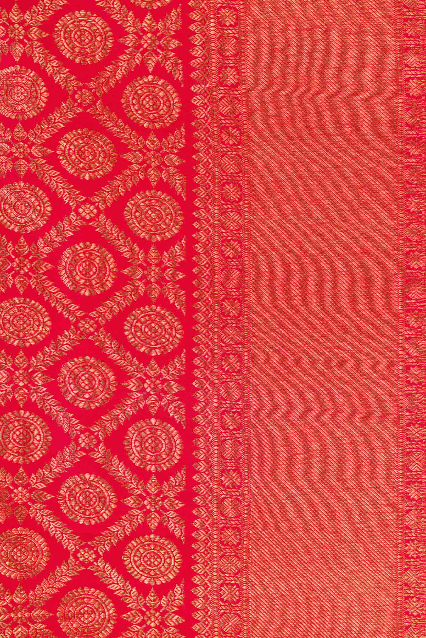 Red with Pink Color Kanchipuram Silk Saree - Image 3