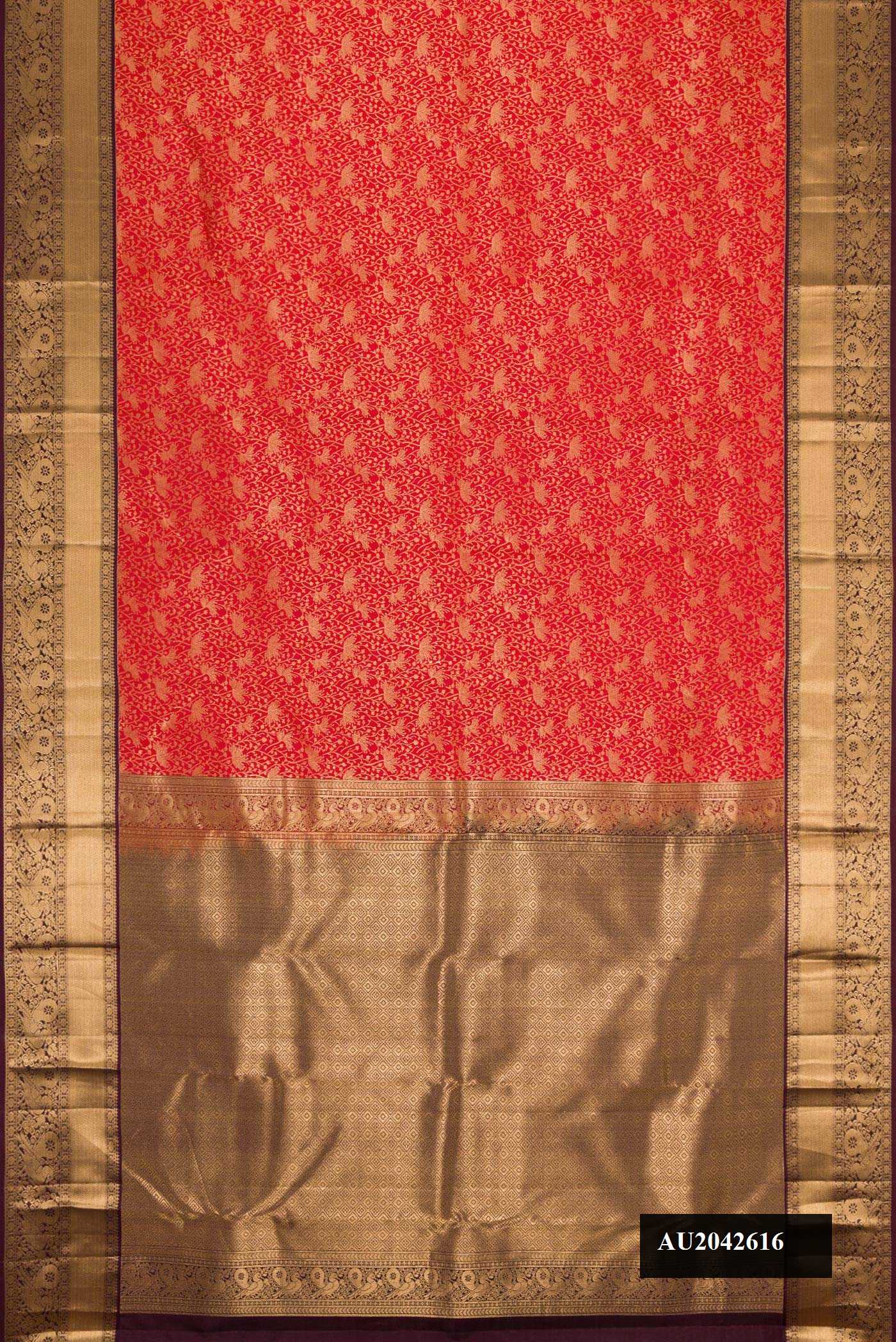 Red Dual Tone Kanchipuram Silk Saree