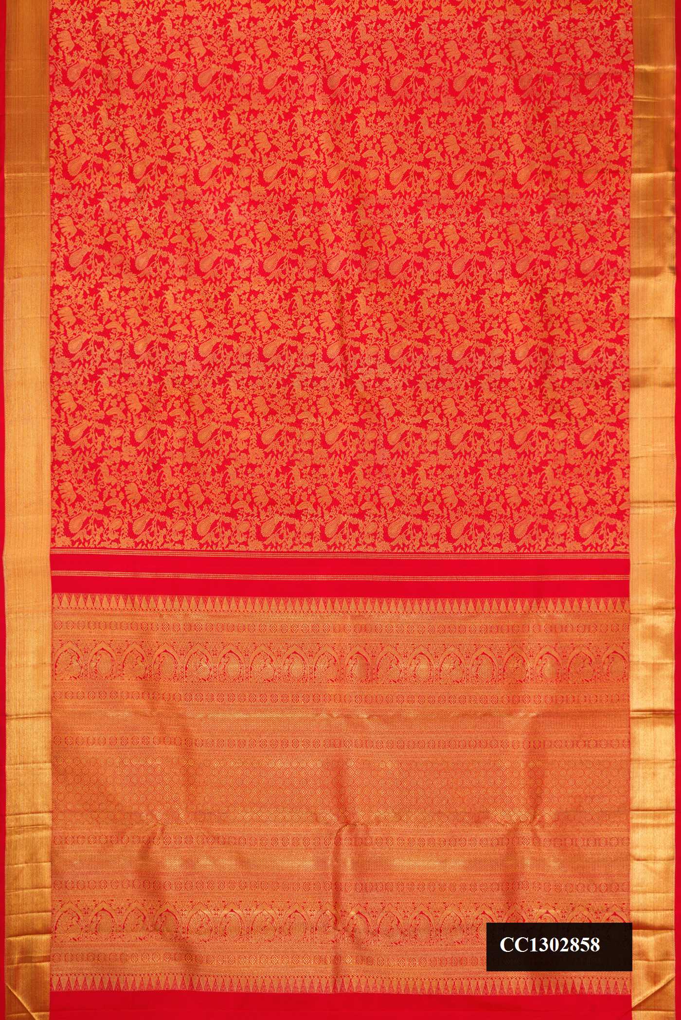 Red Dual Tone Kanchipuram Silk Saree