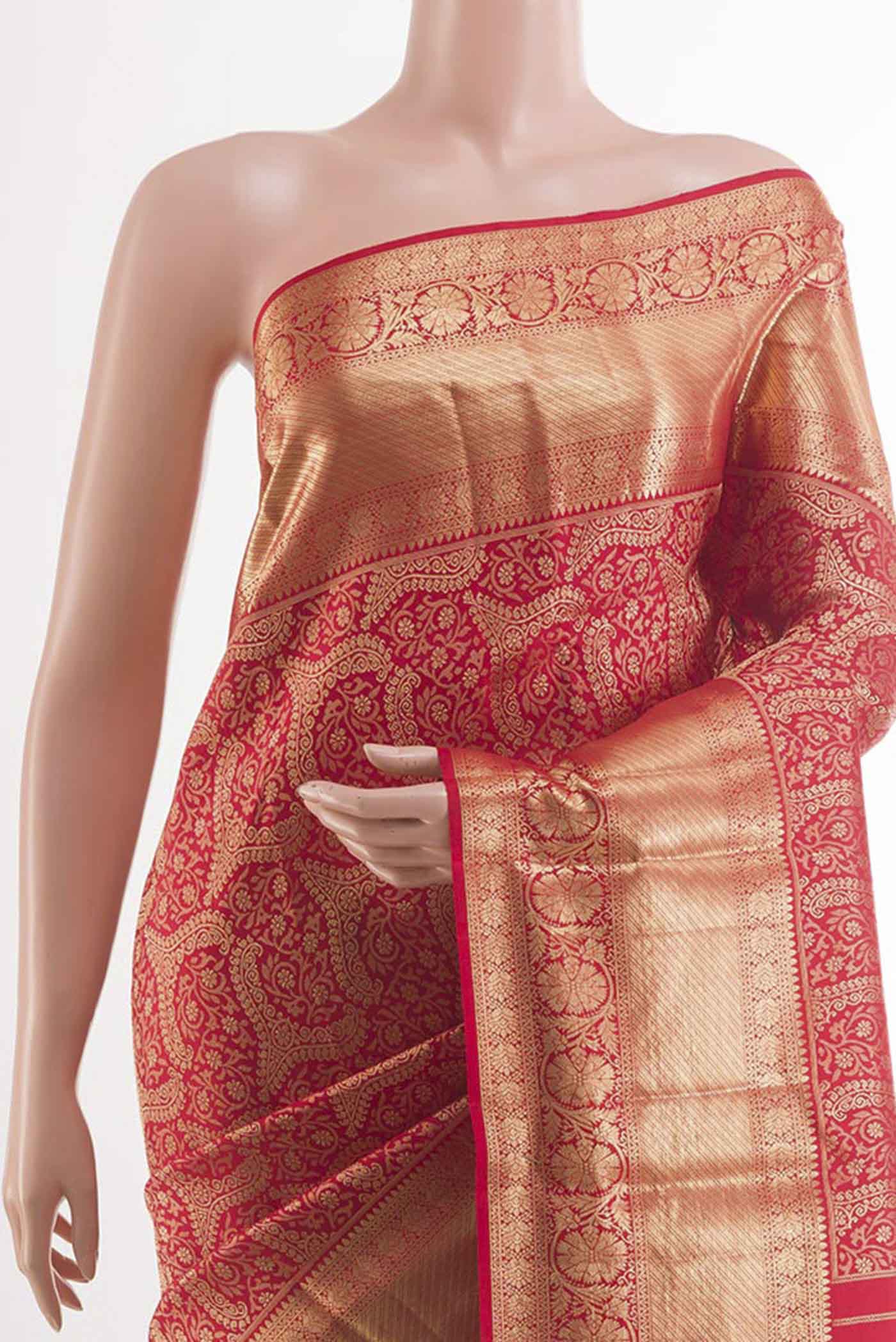 Red Kanchipuram Silk Saree - Image 2