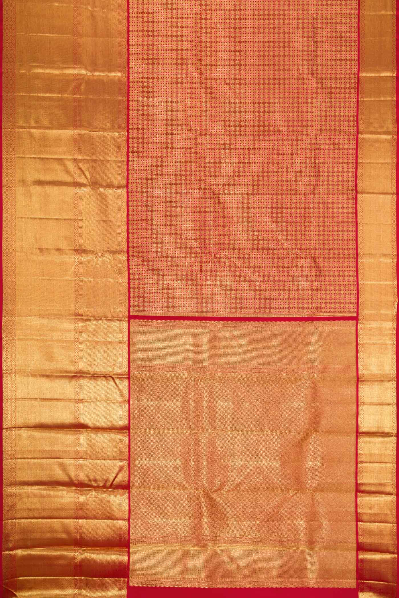 Red Dual Tone Kanjivaram Silk Saree - Image 6