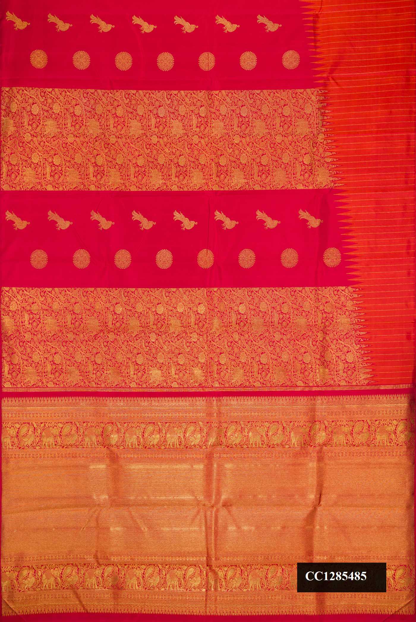 Red Dual Tone Kanchipuram Silk Saree