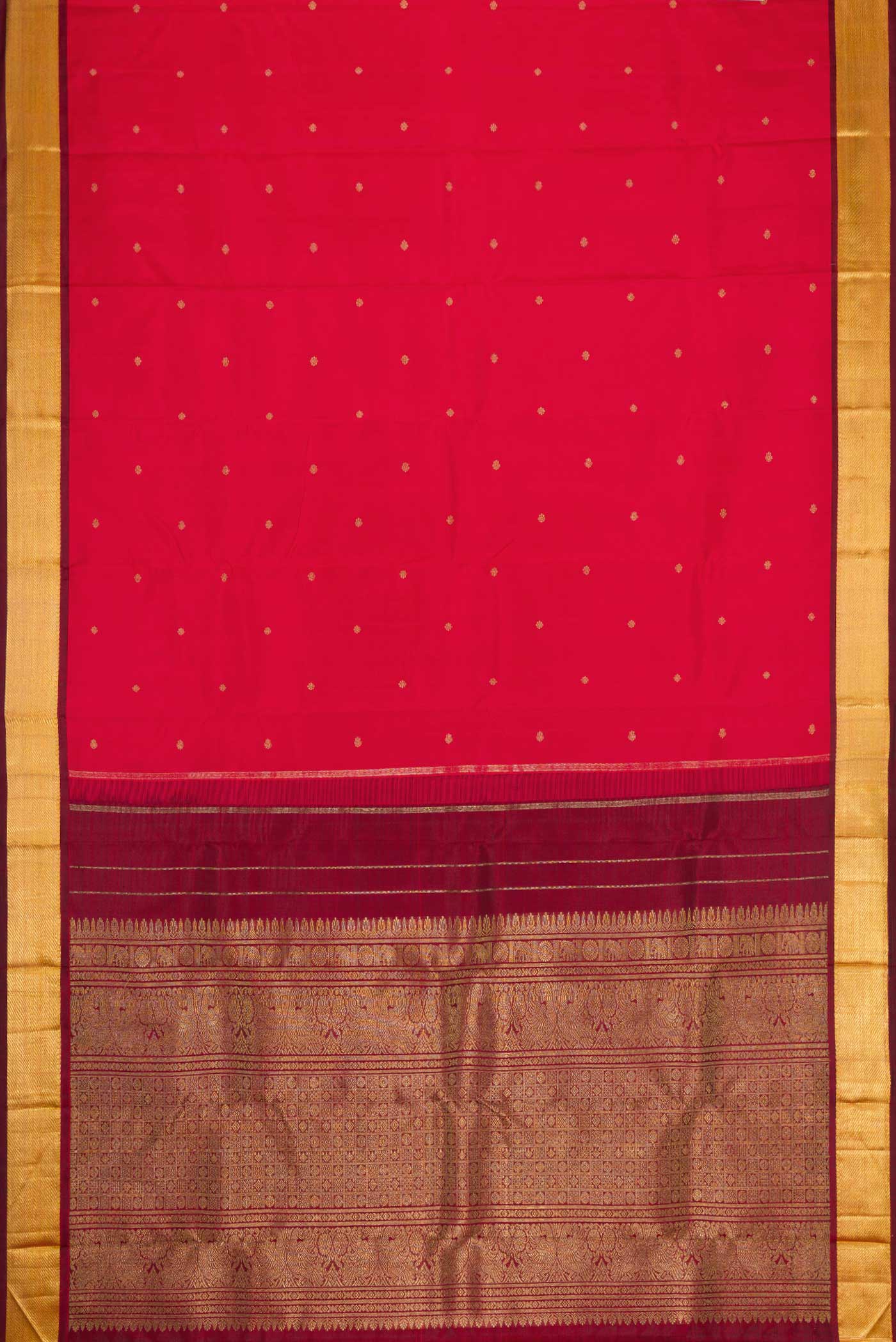 Pure Silk Pure Zari Pink Kanchipuram Saree - Image 6