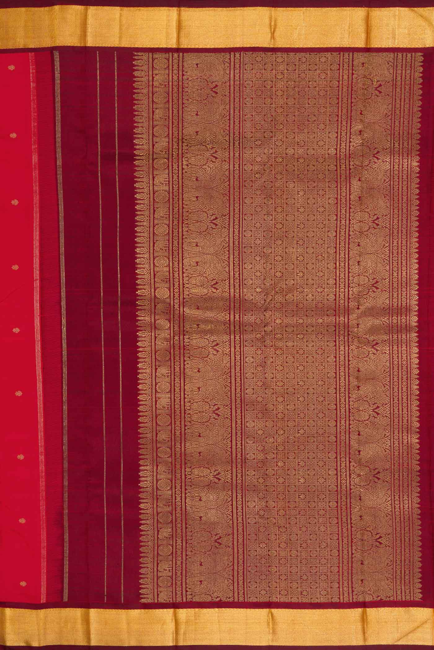 Pure Silk Pure Zari Pink Kanchipuram Saree - Image 7